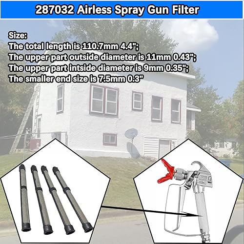 Miniatura 5 de 287032 Filtro de pistola de pulverización sin aire 60 malla para pistola de pulverización Graco FTx y Contractor II (paquete de 4)