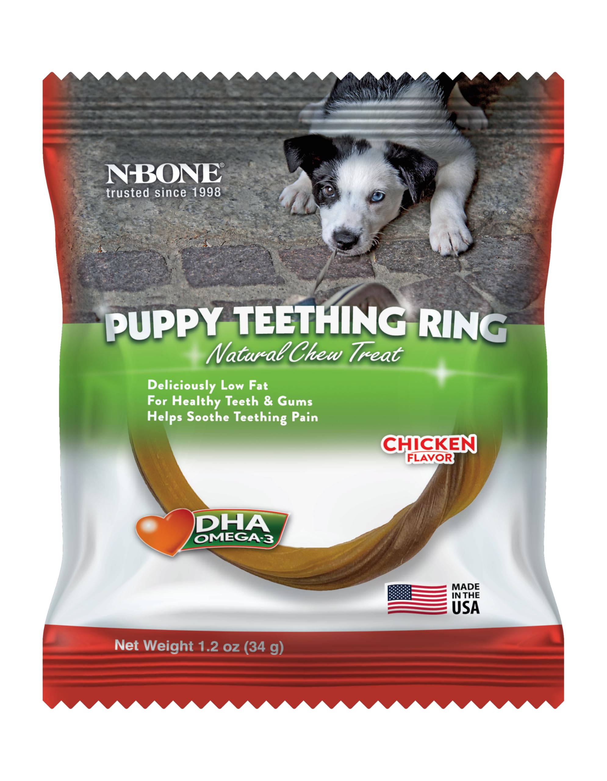 N-Bone Natural Chew Treats for Puppy, Chicken Flavor Teething Ring, Low-Fat, DHA & Calcium for Healthy Teeth & Gums, Reduces Tartar & Plaque, 34 g (B0989WXHYK) Amazon Price History, Amazon Price Tracker