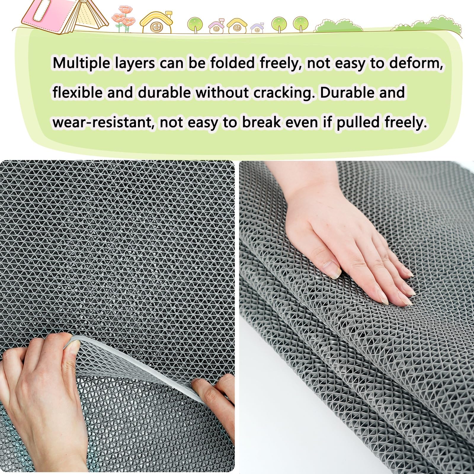 Rutschfeste Küchenmatte, PVC, rutschfeste Teppichunterlage für Zuhause, Büro und Autos, Mehrzweck-Teppich-Griffmatte, 0,9 m x 1 m