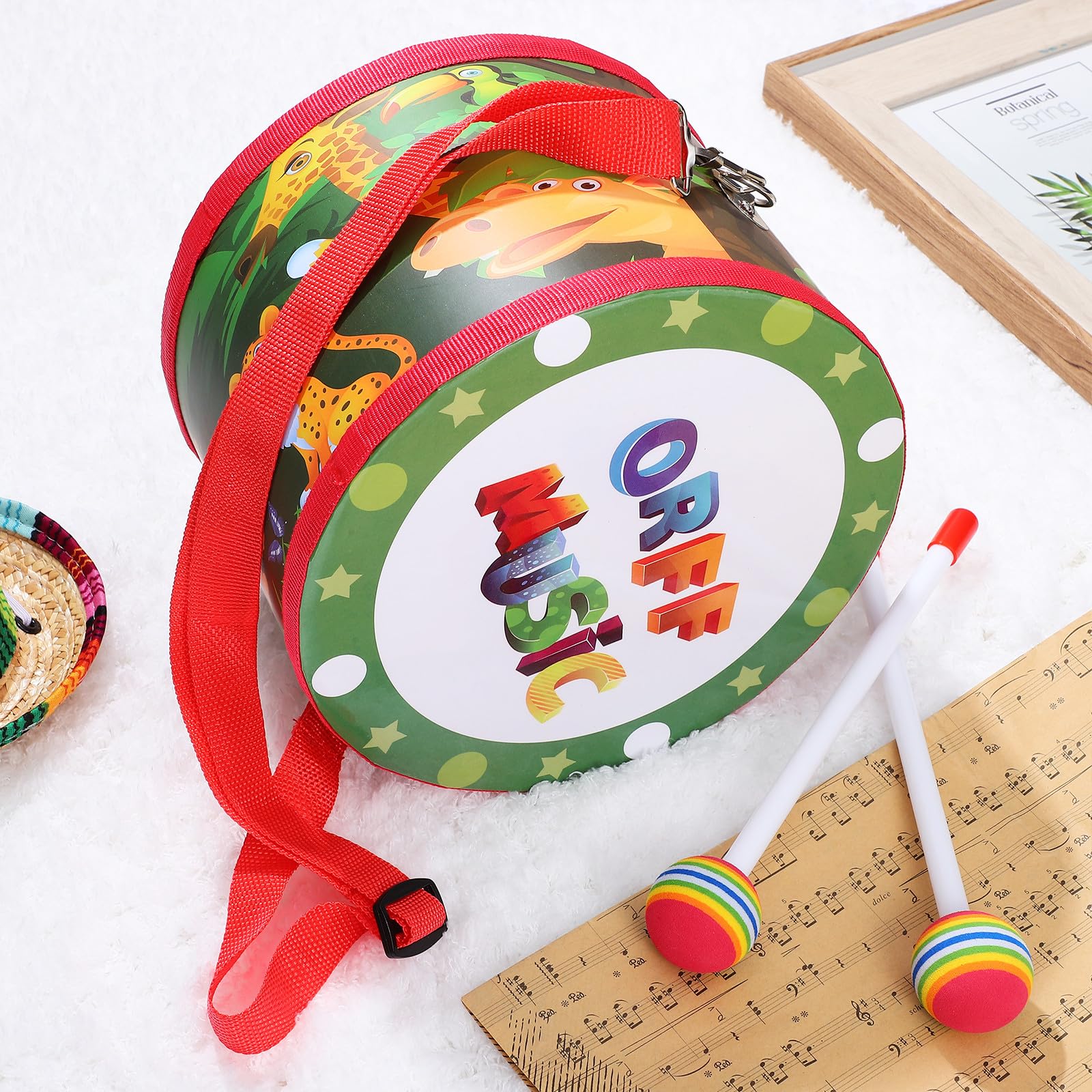 Tamburo per 8 Pollici con Bacchette Set di Strumenti Musicali Percussioni Educativo Giocattolo Musicale per Sviluppo Ritmo e Concentrazione Regalo Piccoli