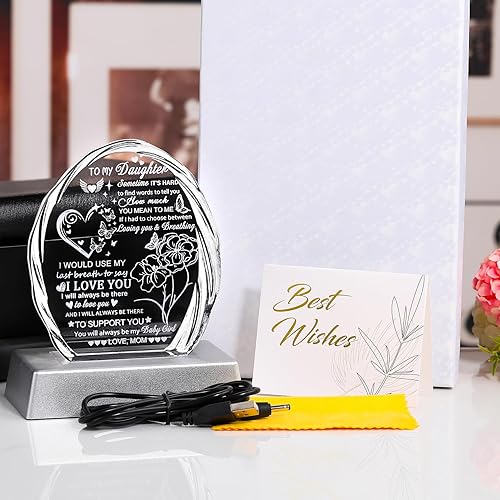 Miniatura 13 de Regalos para hija de mamá papá, regalos de cumpleaños para el día de la madre para hija adulta, recuerdos de cristal para mi hija, regalo de Regalos