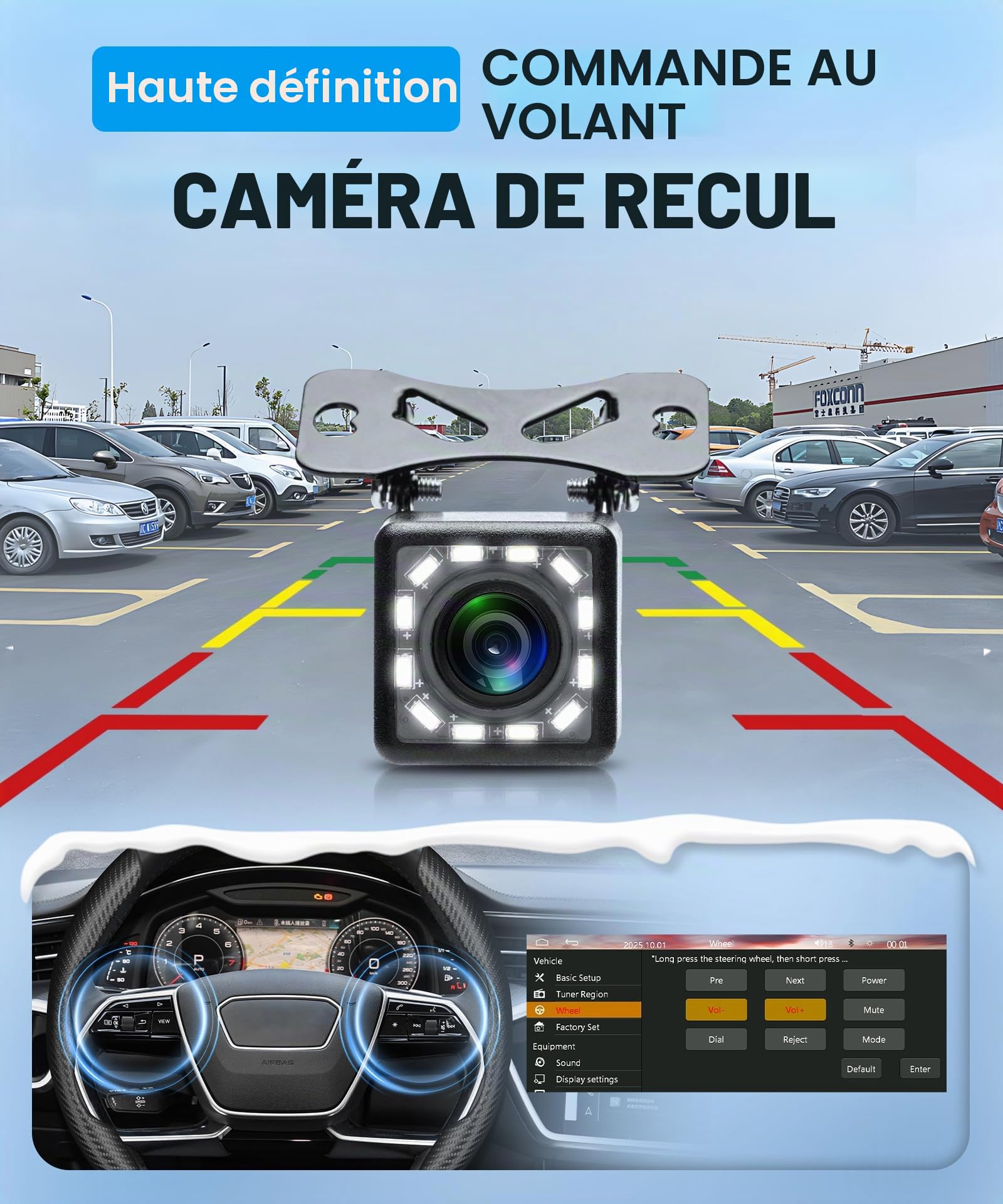 Rimoody Autoradio 1 Din avec sans Fil Carplay Android Auto iOS/Android Mirror Link Bluetooth 5.2, 6.28 Pouces Écran Tactile Autoradio avec FM Radio USB/AUX/EQ Commande au Volant Caméra de Recul