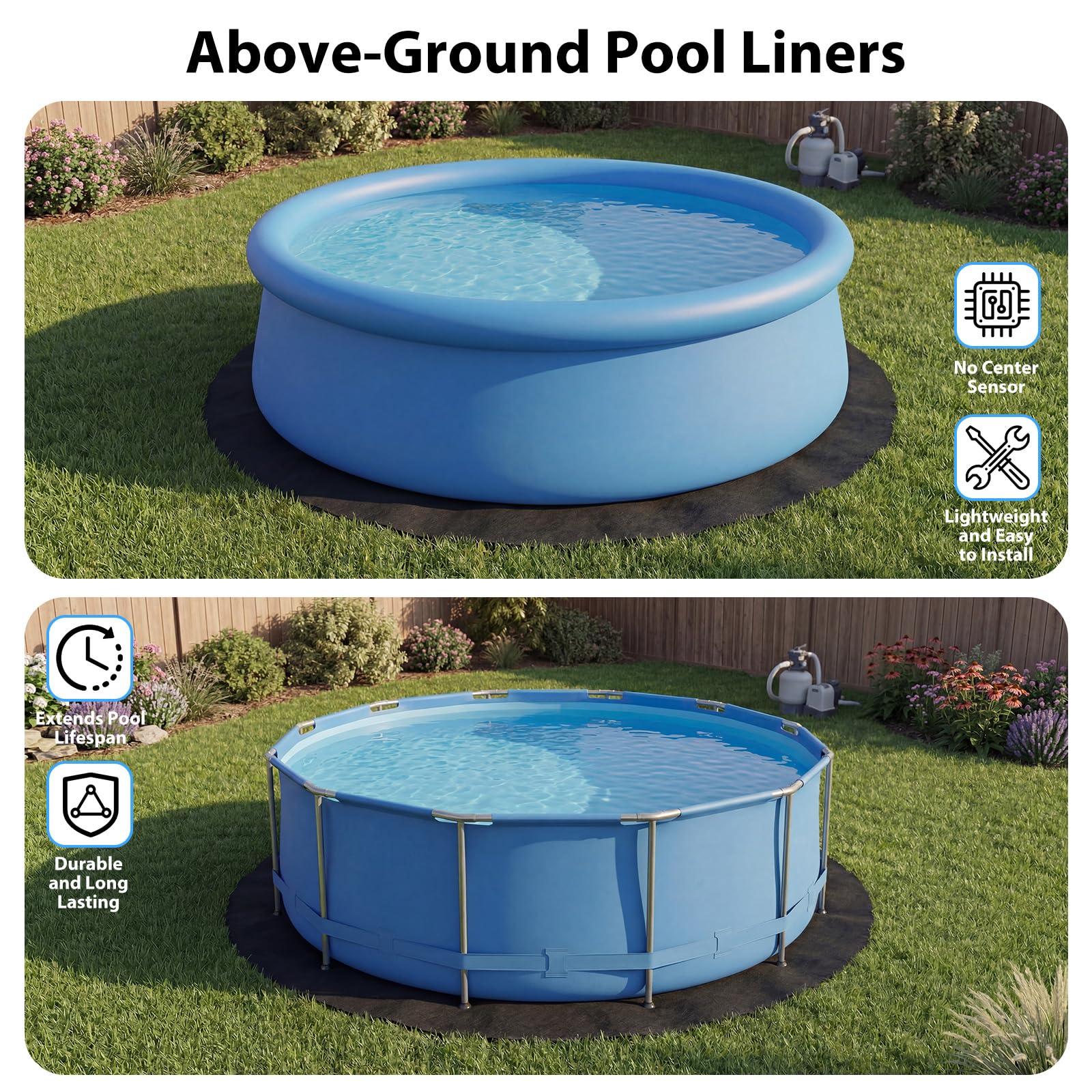 Pool Unterlage Outdoor, Poolunterlage Rund 366, Bodenplane für Pools, Poolmatten Schutzboden, Faltbarer Bodenschutzmatte Pool,Schwimmbecken Unterlage,Zuschneidbar für Schwimmbä Aufblasbarer