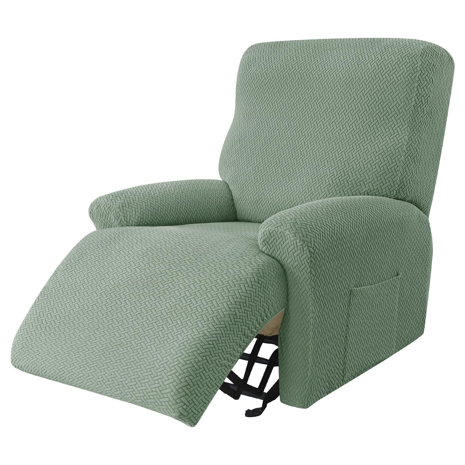 Clgty Green Recliner Chair Covers Stretch Spandex Fabric, 4-Piece Reclining Sofa Slipcover With Pocket Armchair Covers For Kids Pets-Chair