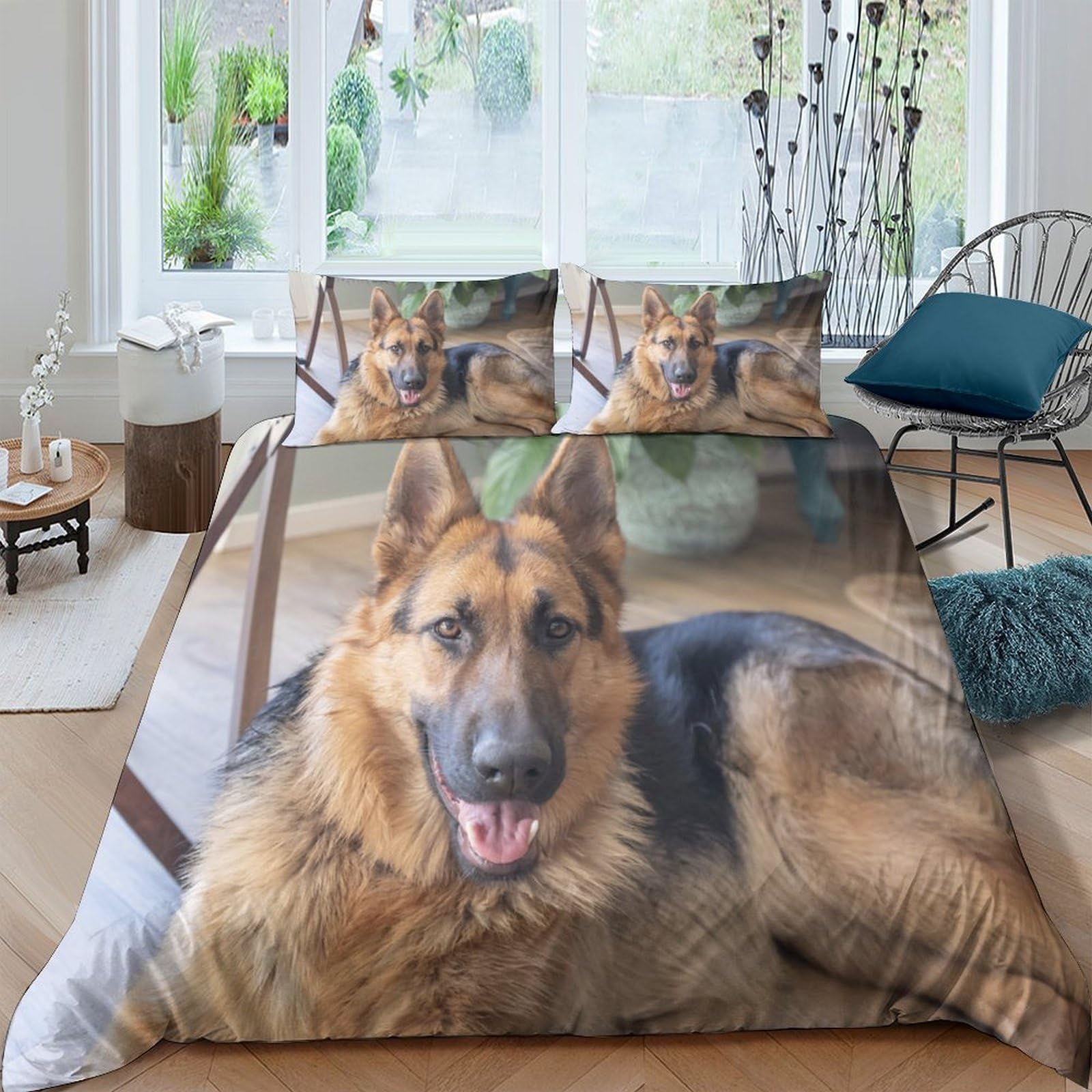 Ctjqhvkz Style-8 3D Printed German Shepherd Fitted Sheet Microfiber Soft Bed Cover For Bedroom Dorm Mattress Protection Decor Single（135X200cm）