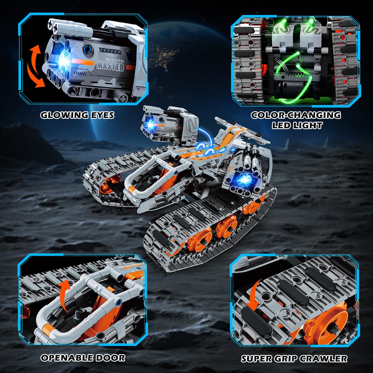 HiWEEGO Kit de construcción de Robot 5 en 1 luz LED, aplicación y Mando a Distancia, Juguete robótico Recargable para niños de 6 a 12 años, cumpleaños