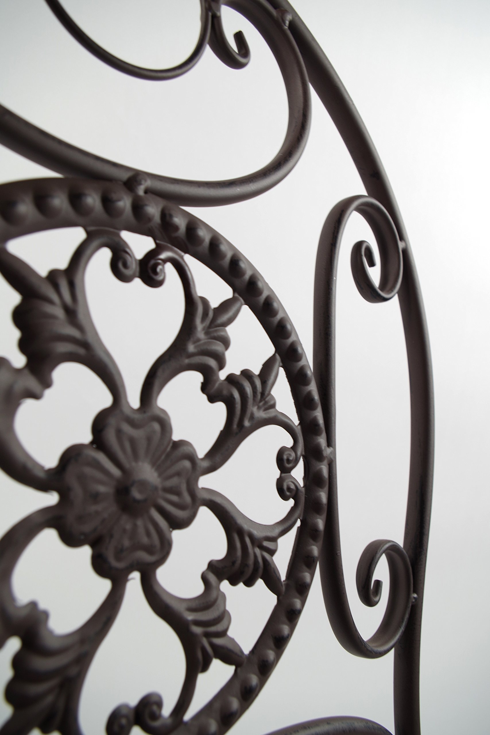 Kobolo Metalltischset Gartentischset Tisch und Zwei Stühle aus Metall in der Farbe braun