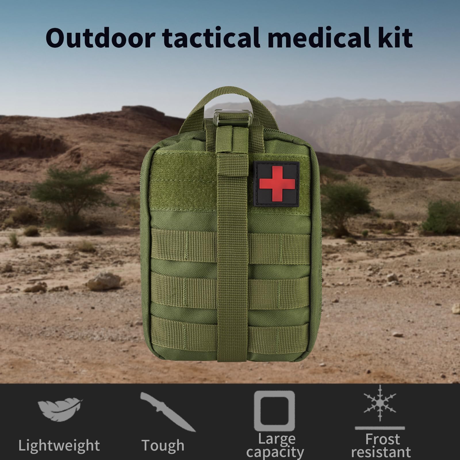 Tentock Borsa di sopravvivenza in tela Borsa all'aperto tattica per l'auto, attrezzatura di emergenza medica per il campeggio escursionistico (Red)