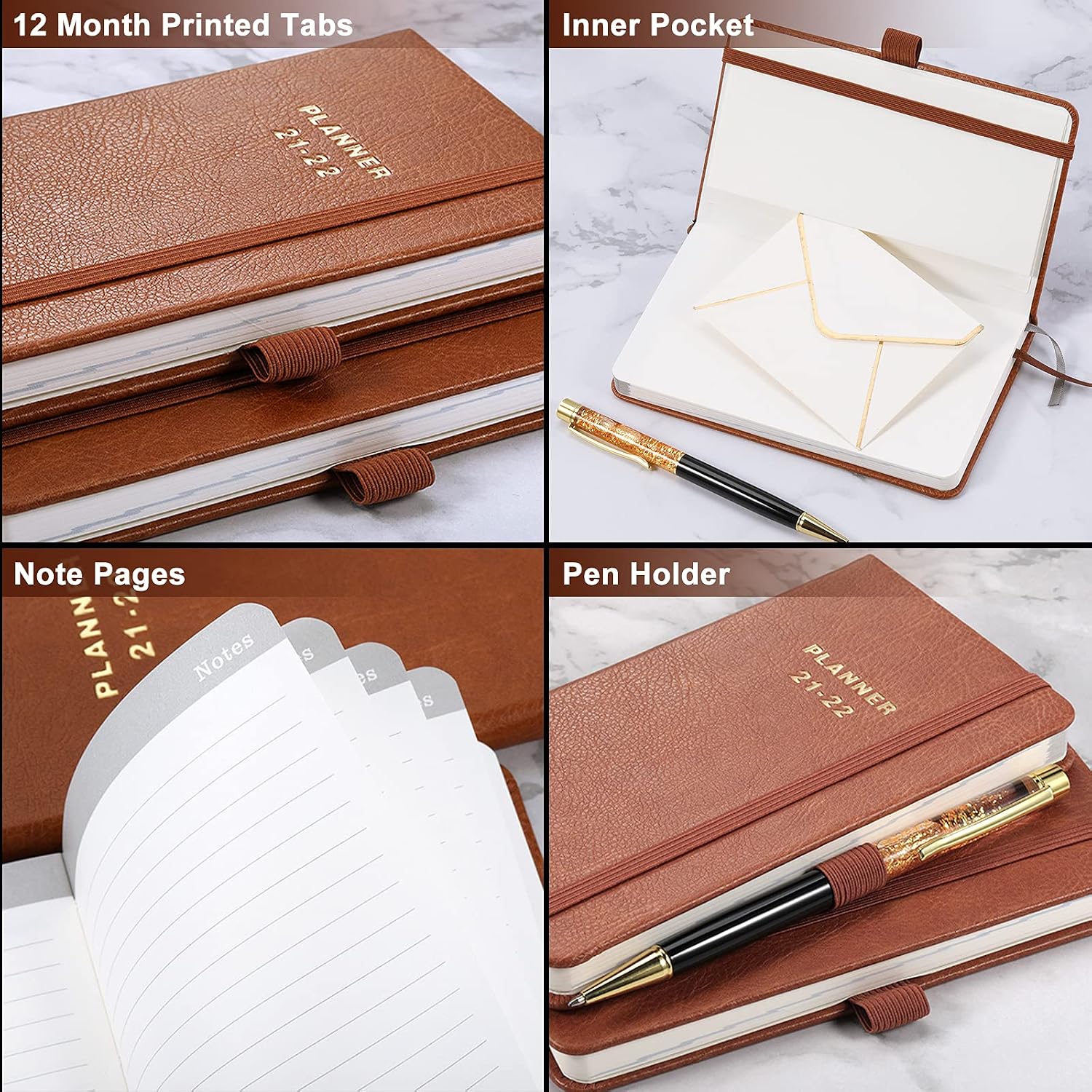 2021-2022 Pocket Planner - Pocket Planner with Premium Thicker Paper, Pocket Calendar with Pen Holder, Inner Pocket and Notes Pages