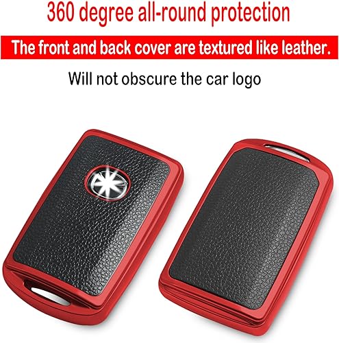 Miniatura 3 de Kirsnda Funda para llavero Mazda, funda texturizada, con llavero de metal, carcasa para llavepiel, 4 botones para Mazda 3, Hatchback, CX-5, CX-30,