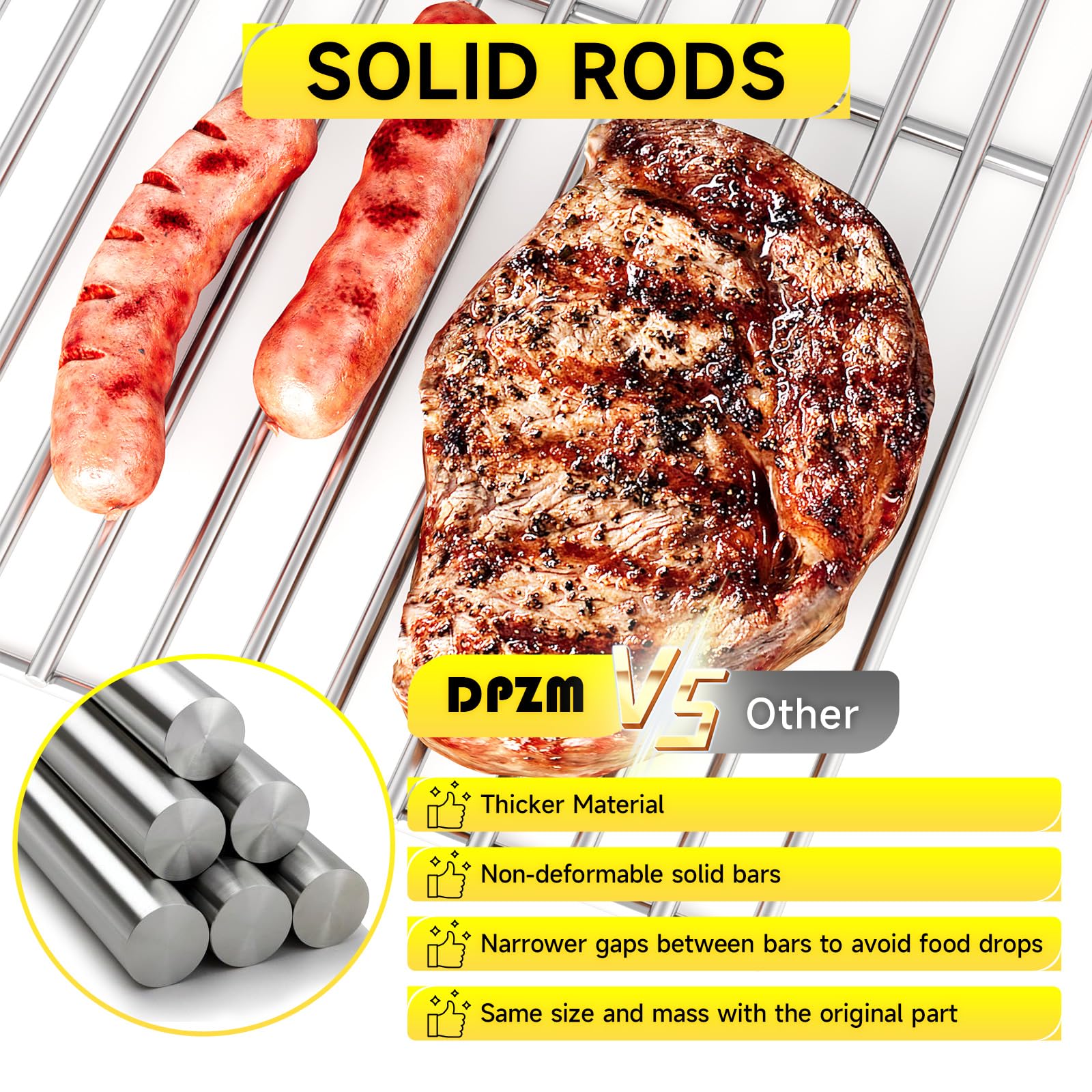 Ruszt do gotowania ze stali nierdzewnej 43 cm do Home Depot Nexgrill 720-0830H, 720-0830D, 720-0783E, 720-0783C, wytrzymałe części zamienne do grilla Kenmore Uniflame GBC981, 2 szt