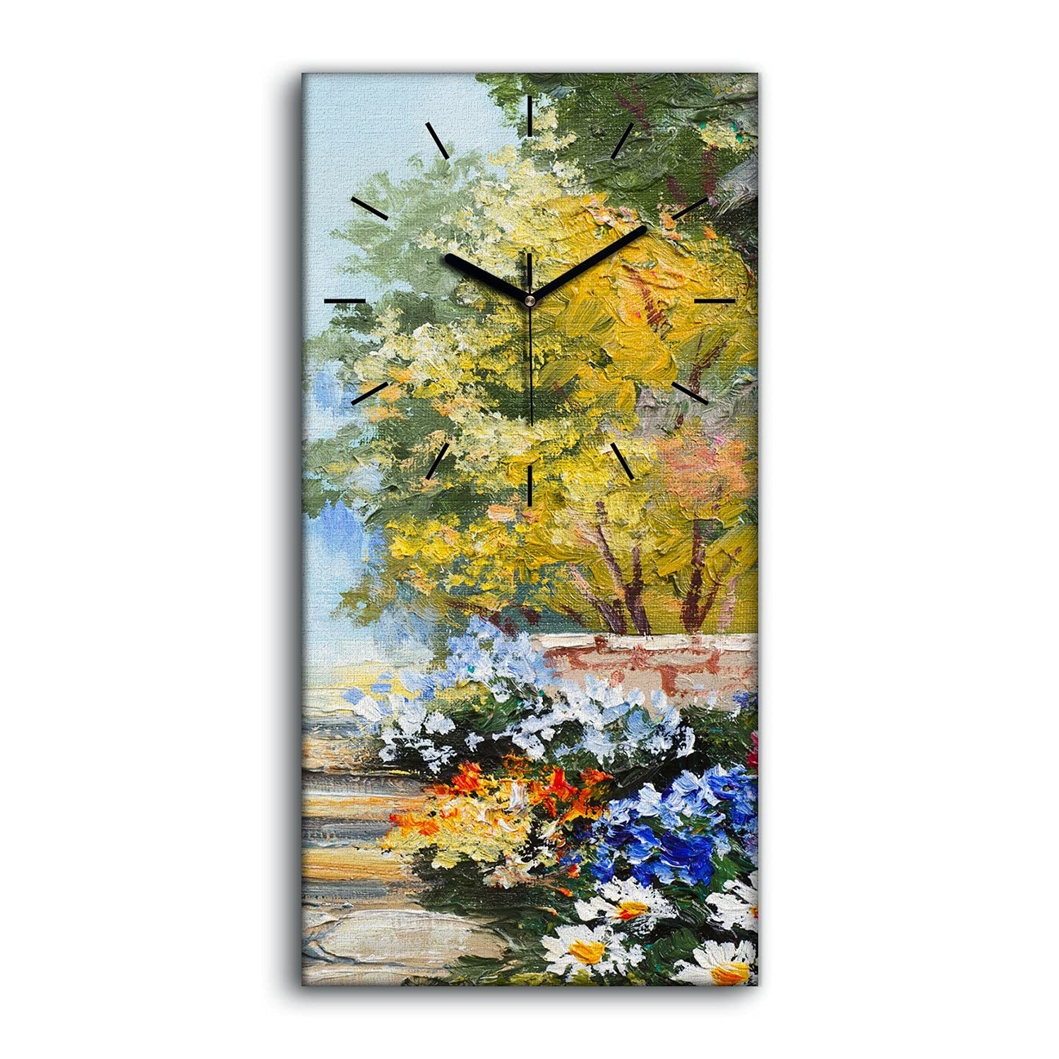 Horloge sur toile 30x60cm art moderne nature colorée avec mécanisme silencieux pour salon