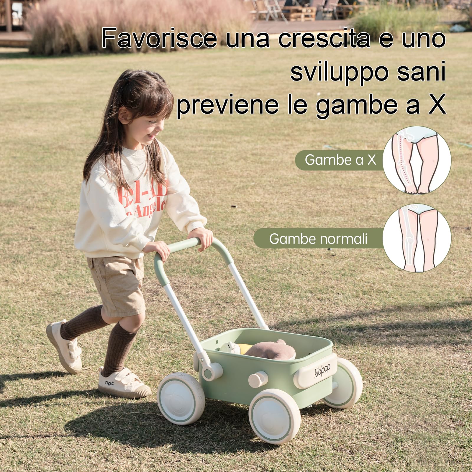 Kidpop PULA Carrello primi passi per bambini, deambulatore d’equilibrio per ragazzi e ragazze, da 7 mesi a 3 anni, regalo di compleanno, verde