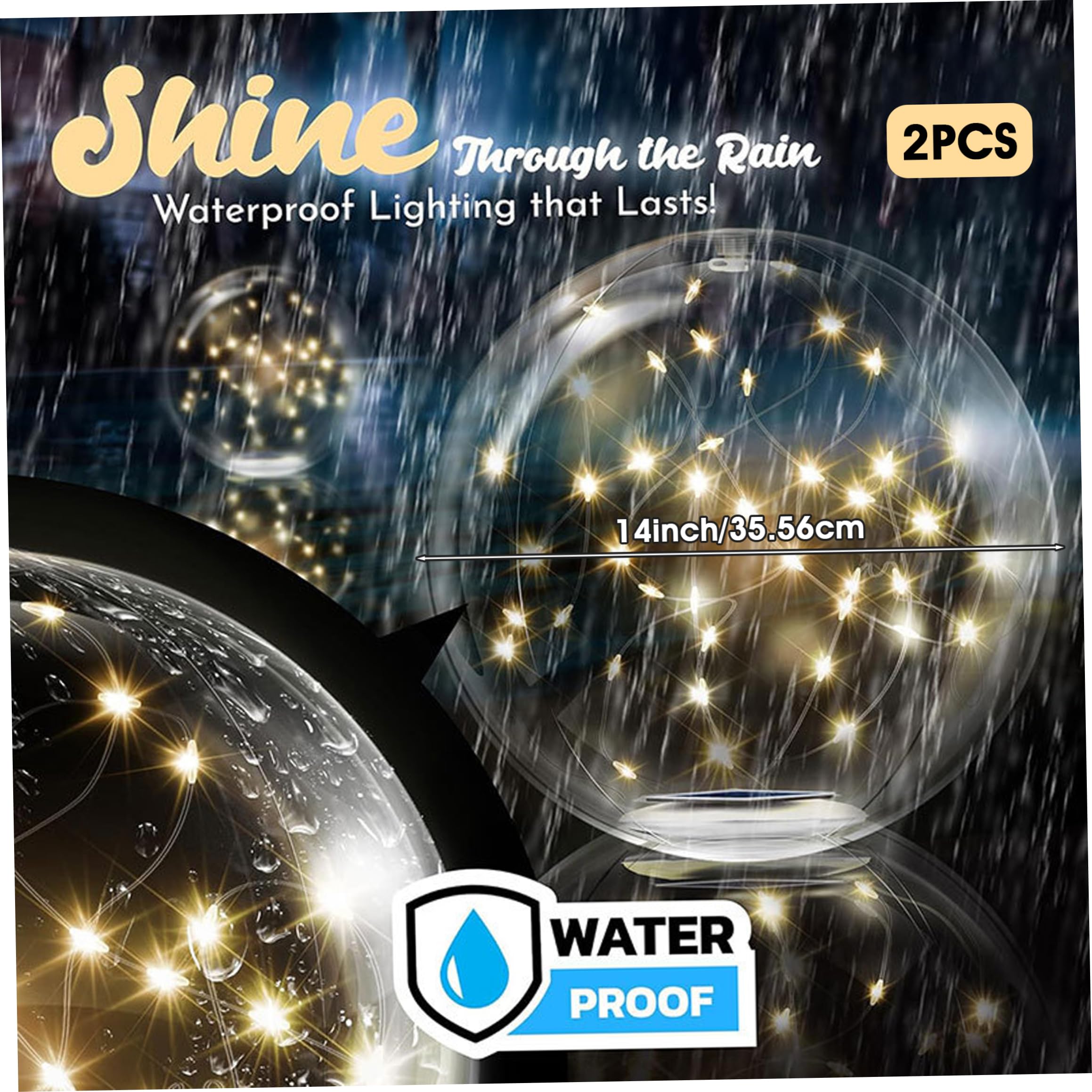Palline luminose a LED gonfiabili, confezione da 2 luci solari galleggianti per piscina, 14 impermeabili per piscine fuori terra, decorazioni per giardini e feste