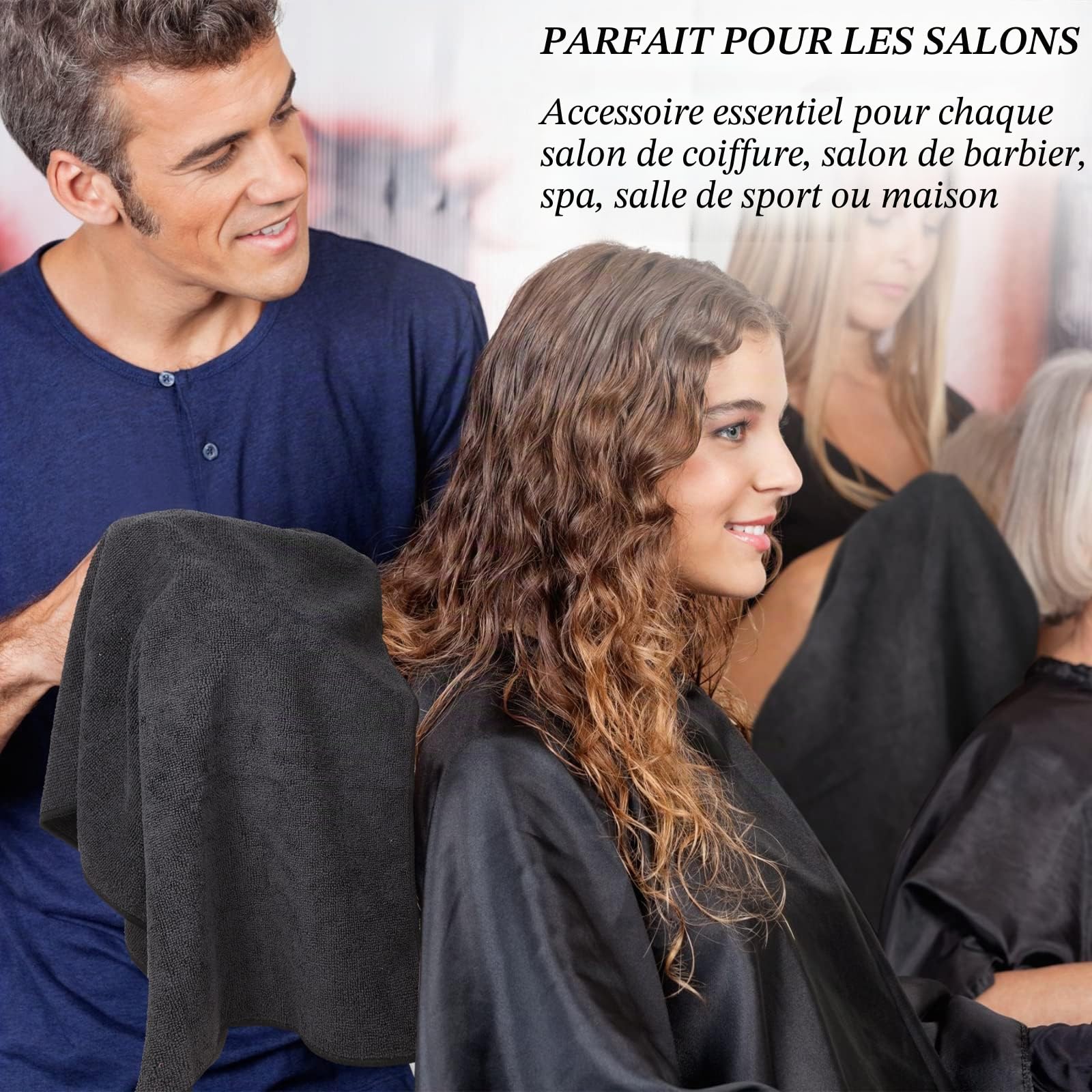 Lot de 26 Serviettes de Salon en Microfibre pour séchage des Cheveux, résistantes à l'eau de Javel, Non pelucheuses, absorbantes, pour Maison, hôtel, Bain, Salon, Spa, Salle de Sport (40,6 x 68,6 cm,