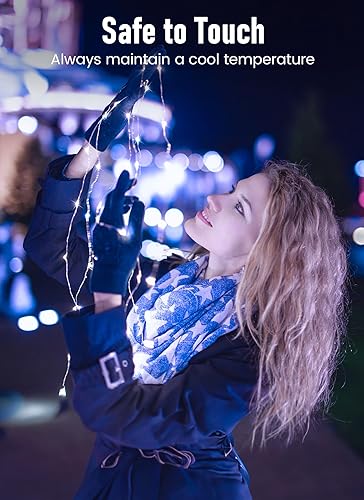 Miniatura 9 de Minetom Guirnalda de luces que funcionan con pilas, 2 unidades de 33 pies, 100 luces LED, funciona con pilas, luces parpadeantes impermeables para