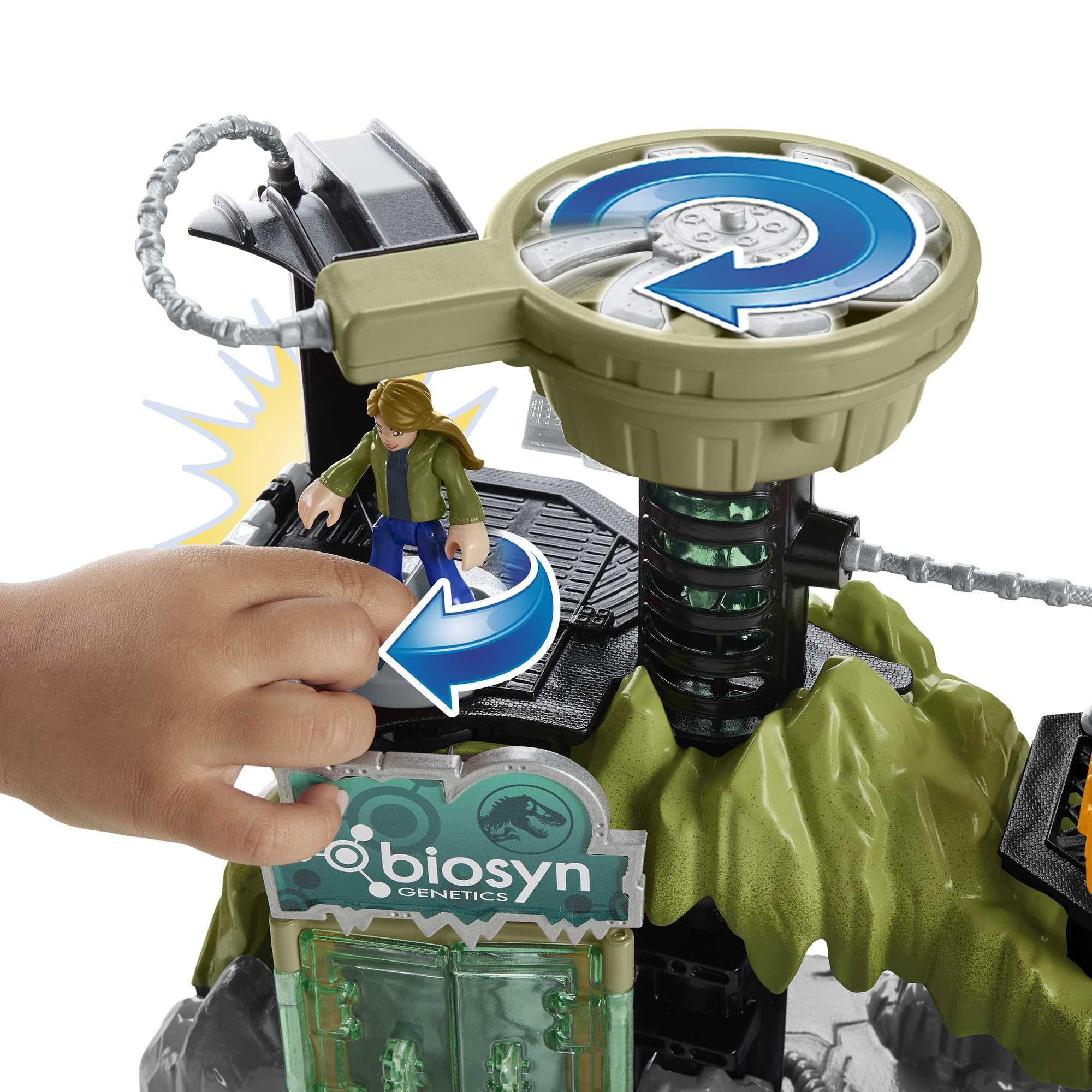Fisher-Price Imaginext Jurassic World Laboratorium dinozaurów Zestaw z figurkami (Owen Grady, Maisie i Dr Grant) i dinozaurami: terizinozaurem i dimetrodonem, dla dzieci od 3 roku życia, HPT69