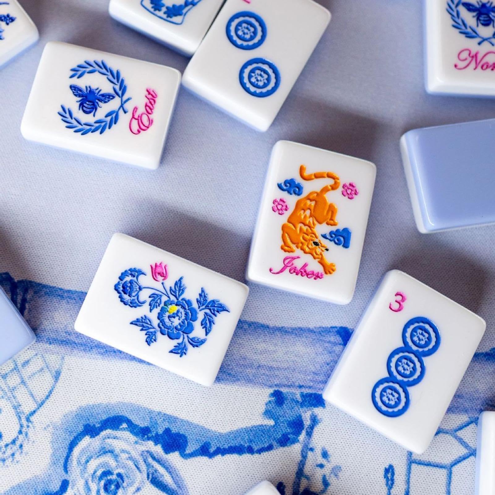 Generisch Mahjong-Set 160-teiliges, graviertes Acryl-Gesellschaftsspiel | Amerikanisches Mahjong-Set mit Spielsteinen Für Zuhause, Reisen, Unterwegs, Am Pool, Erwachsene, Partys Sowie Anfänger &