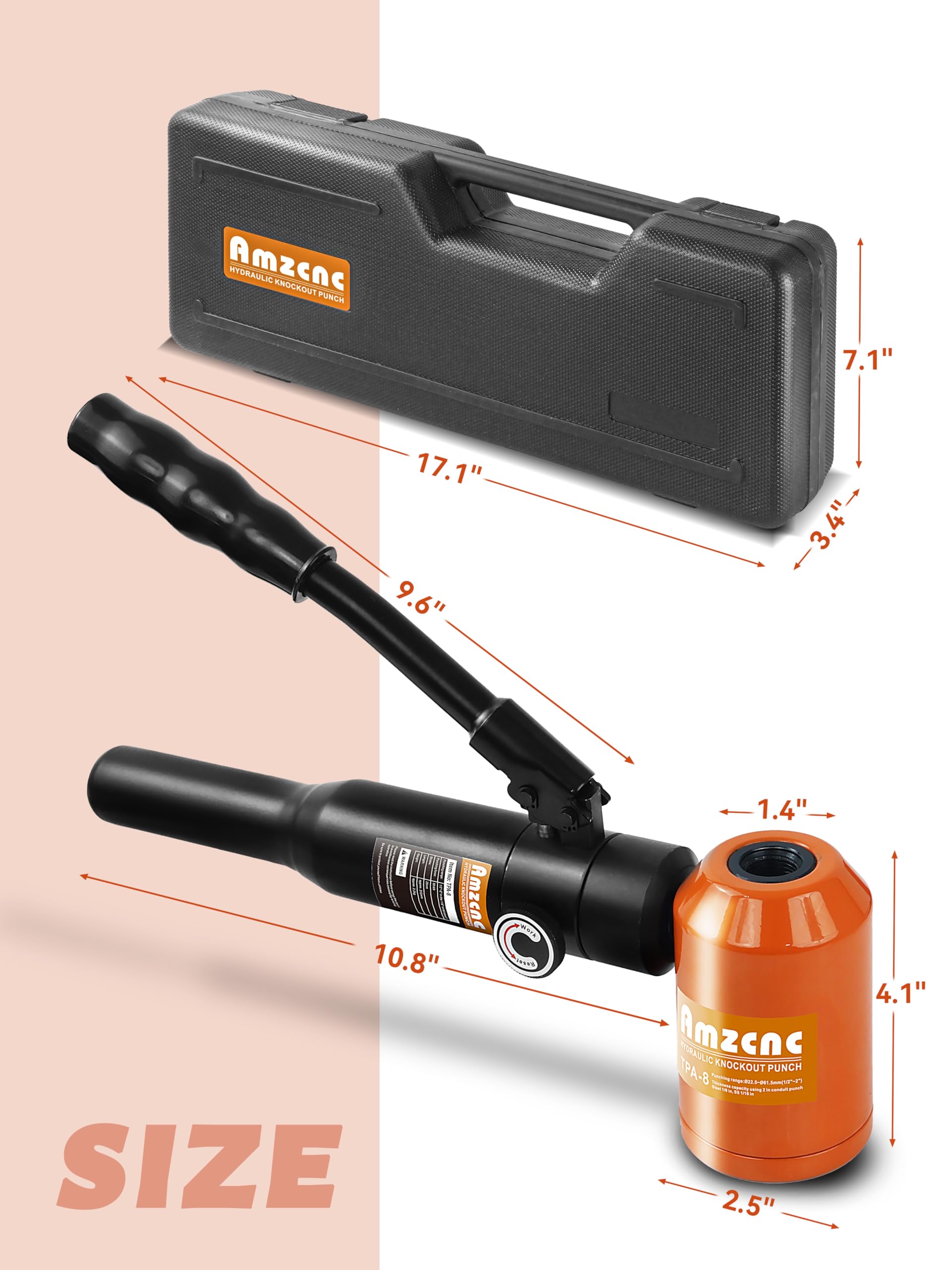 Kit de destornillador hidráulico de perforador de orificio de 1/2 a 2 pulgadas, juego de cortador de orificios de conducto eléctrico KO, kit de herramientas de perforación, troqueles de perforación 7