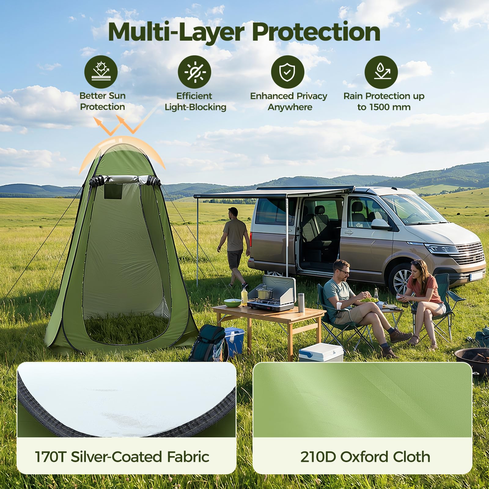 tenda pop up 120 x 120 x 190cm,tenda doccia campeggio grande capacità con protezione UV, impermeabile, antivento,doccia portatile per all'aperto, escursionismo, pesca, doccia. Cambia vestiti
