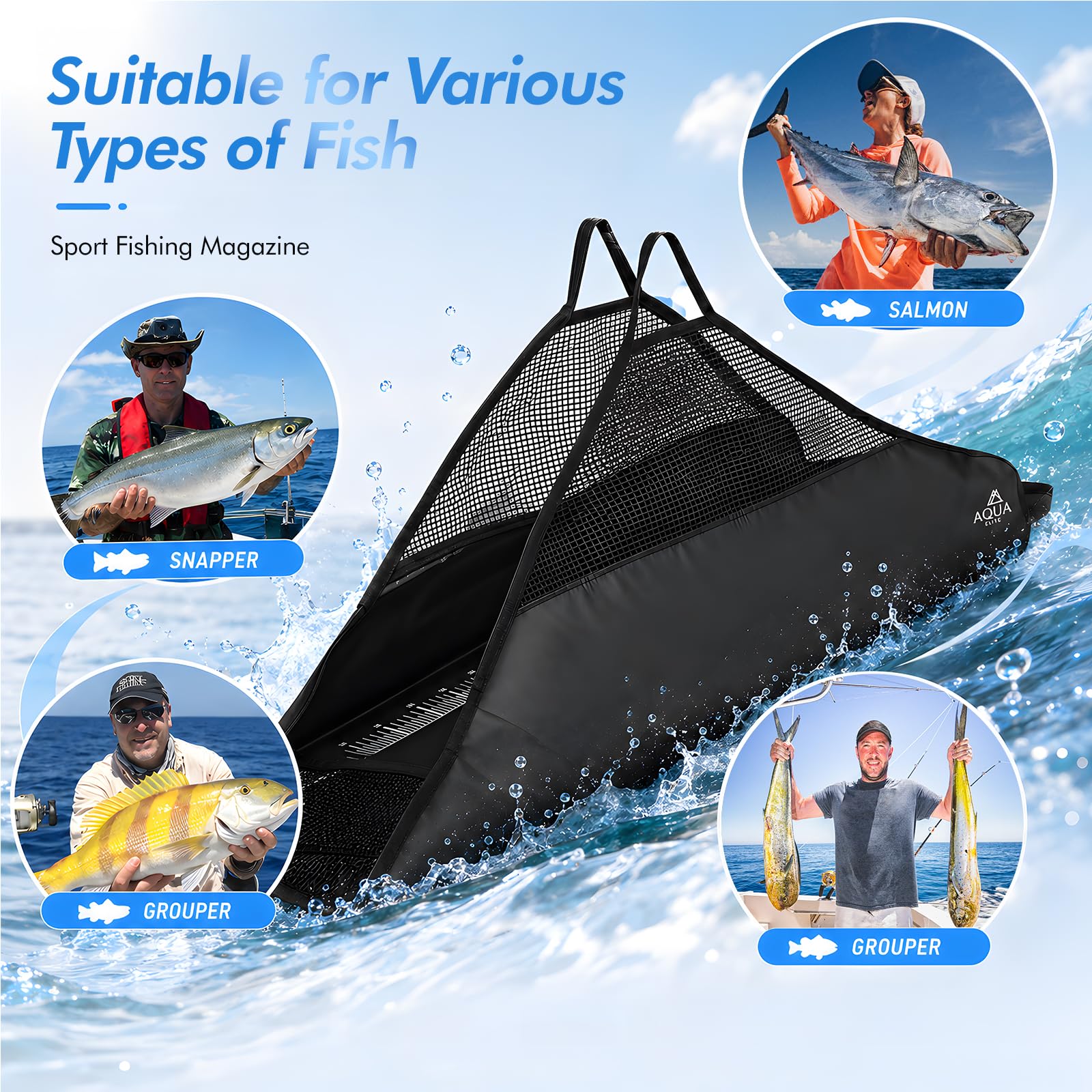 Abhakmatte-Angeln 4-in-1 Abhakmatte mit Maßband Wasserdicht Fischmatte Karpfensack Angelmatte mit Griffen Angelzubehör Angel Zubehör für Rotauge, Barsch, Karpfen, Brasen, Raubfisch