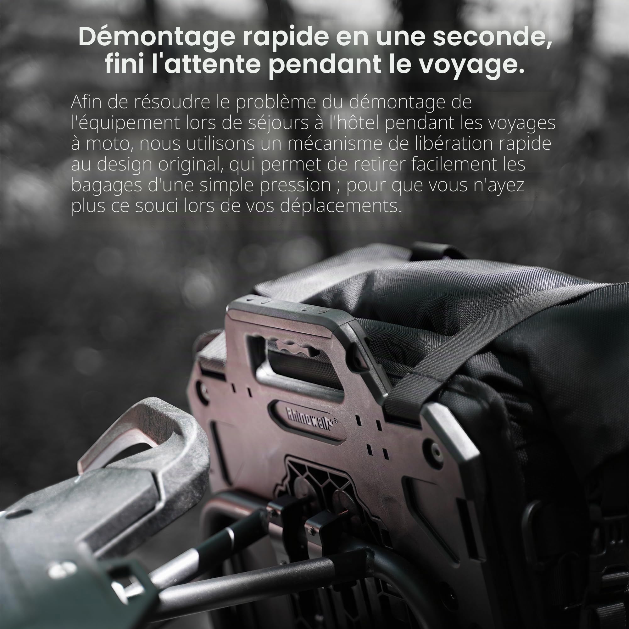Rhinowalk Sacoche latérale pour moto - 35 l - Fermeture rapide
