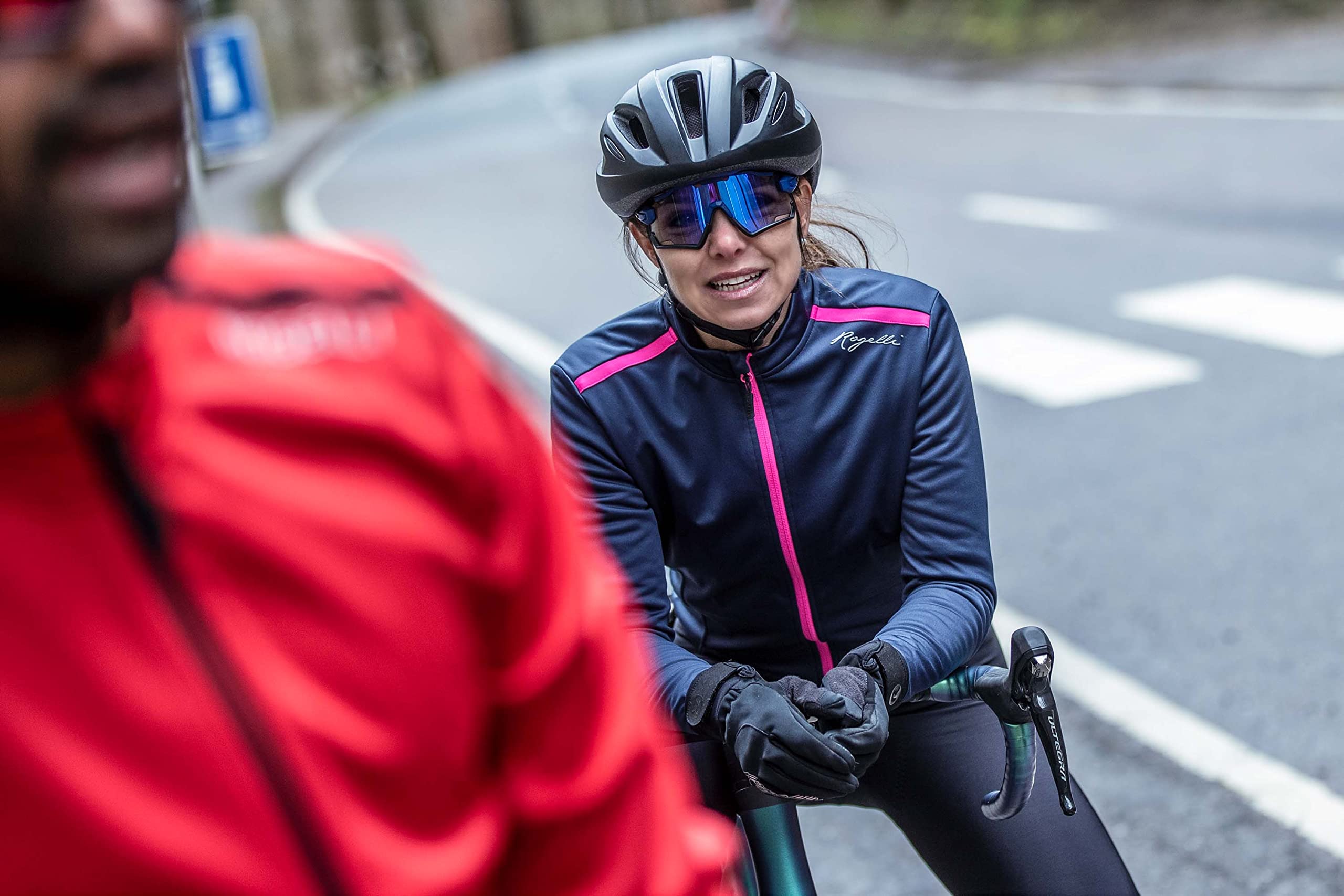 Rogelli Pesara Veste Velo Hiver Femme, Bleu/Rose, Taille M