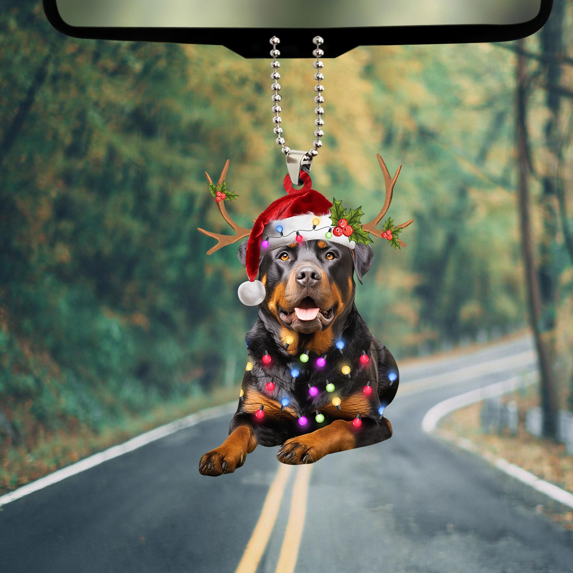 Rottweiler Autoanhänger Mit Engelsflügeln - 2D Design Für Rückspiegel