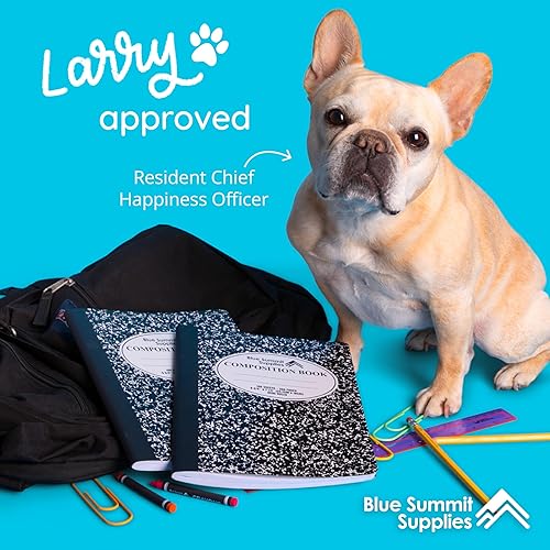 Miniatura 7 de Blue Summit - Cuaderno de composición a rayas universitarias a granel, cuadernos de composición de mármol blanco y negro, 100 páginas, rayas