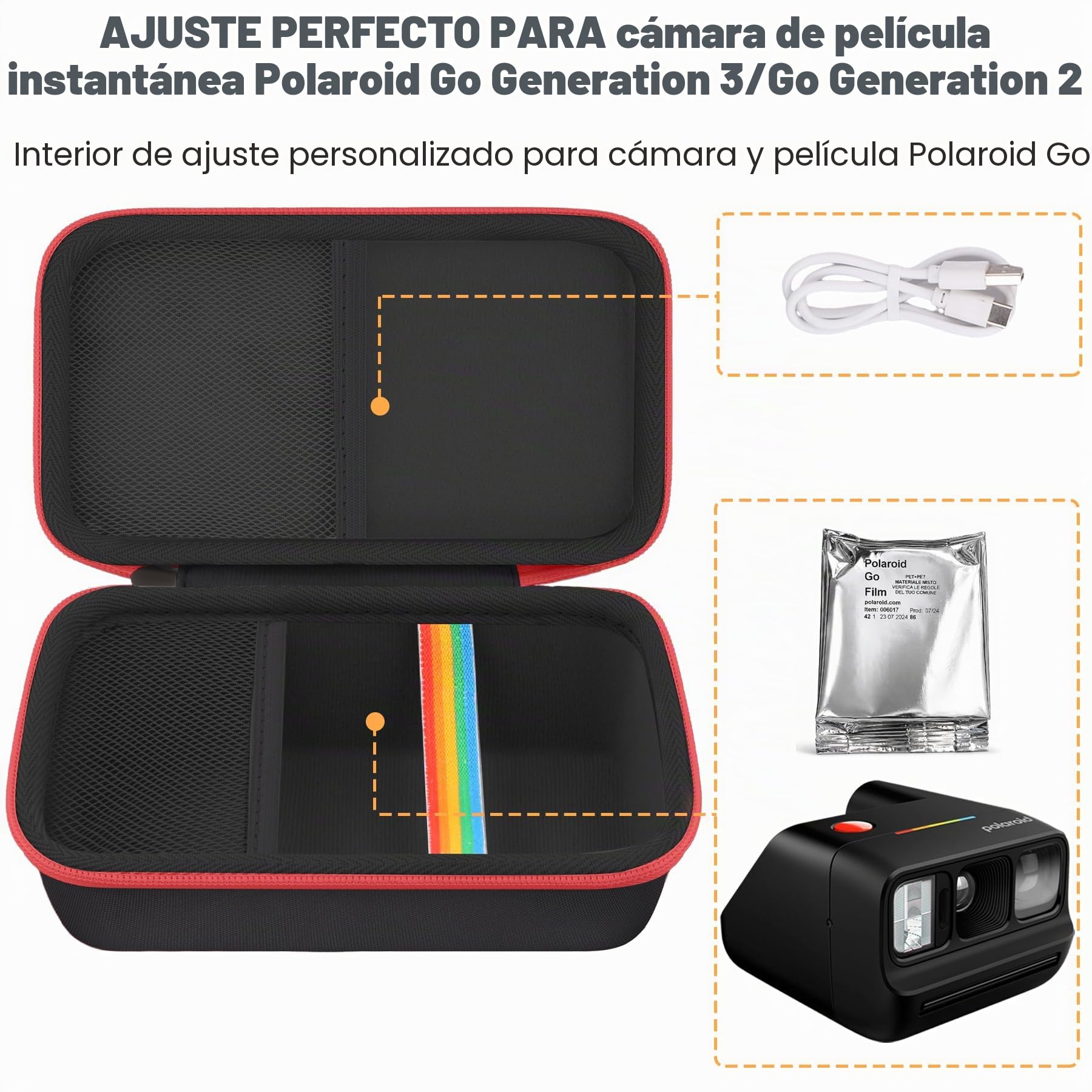 Khanka Custodia per Polaroid Go Gen 3/Gen 2/Go Mini - Grigio + Nero