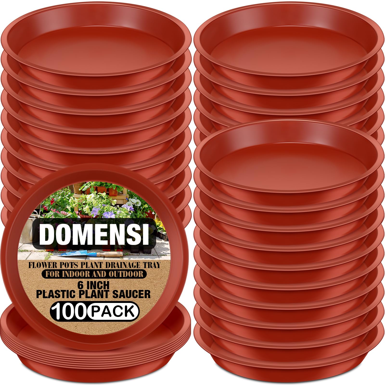 Dommeni Bulk 6 Inch Plastic Plant Saucer - Interior & Exterior Trays for Gift Plants