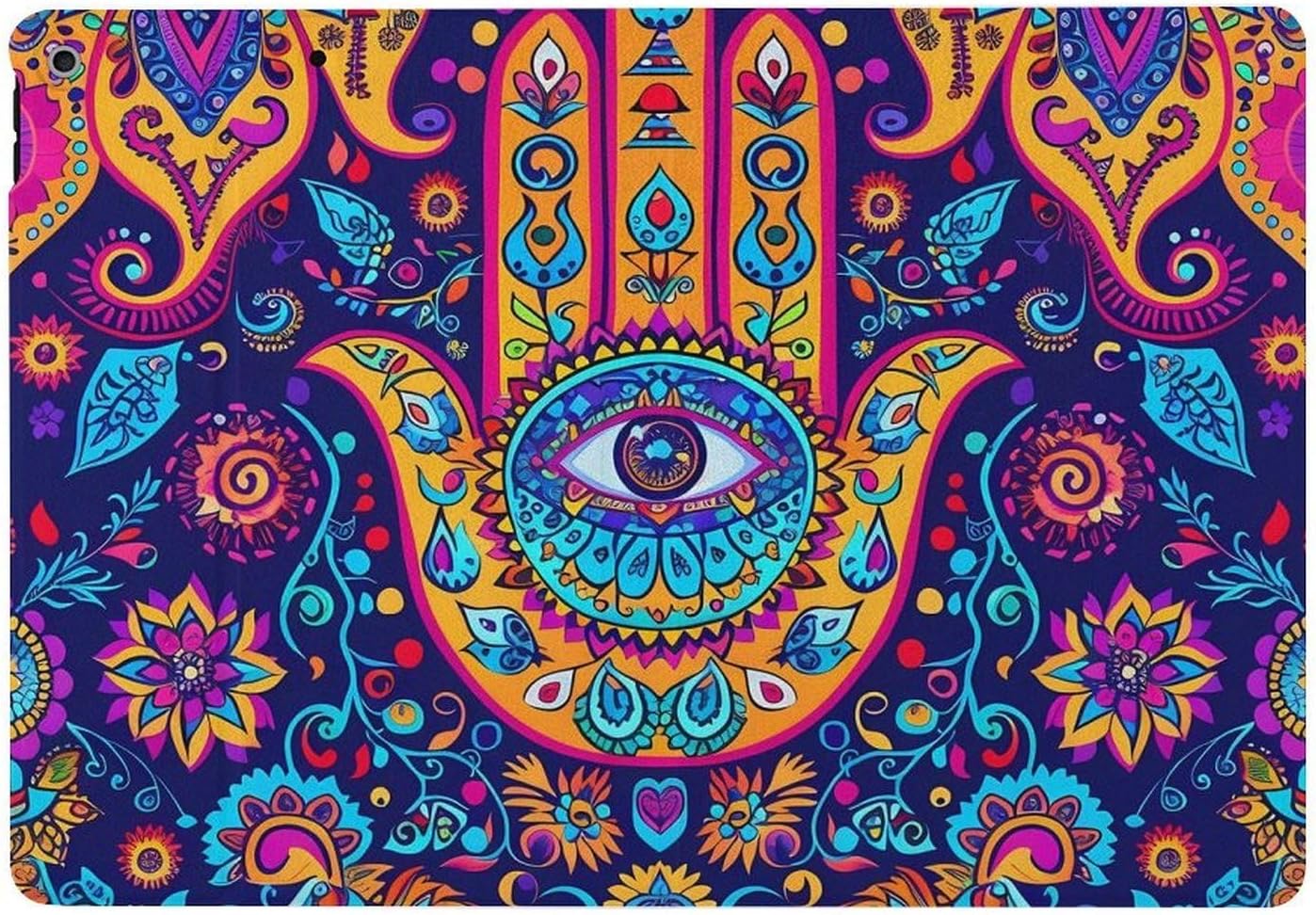 Hamsa Hand of Fatima Meditation Mandala Printed Case Trifold Stand Protective Cover Compatible with ipad 2019/2020/2021(10.2in)