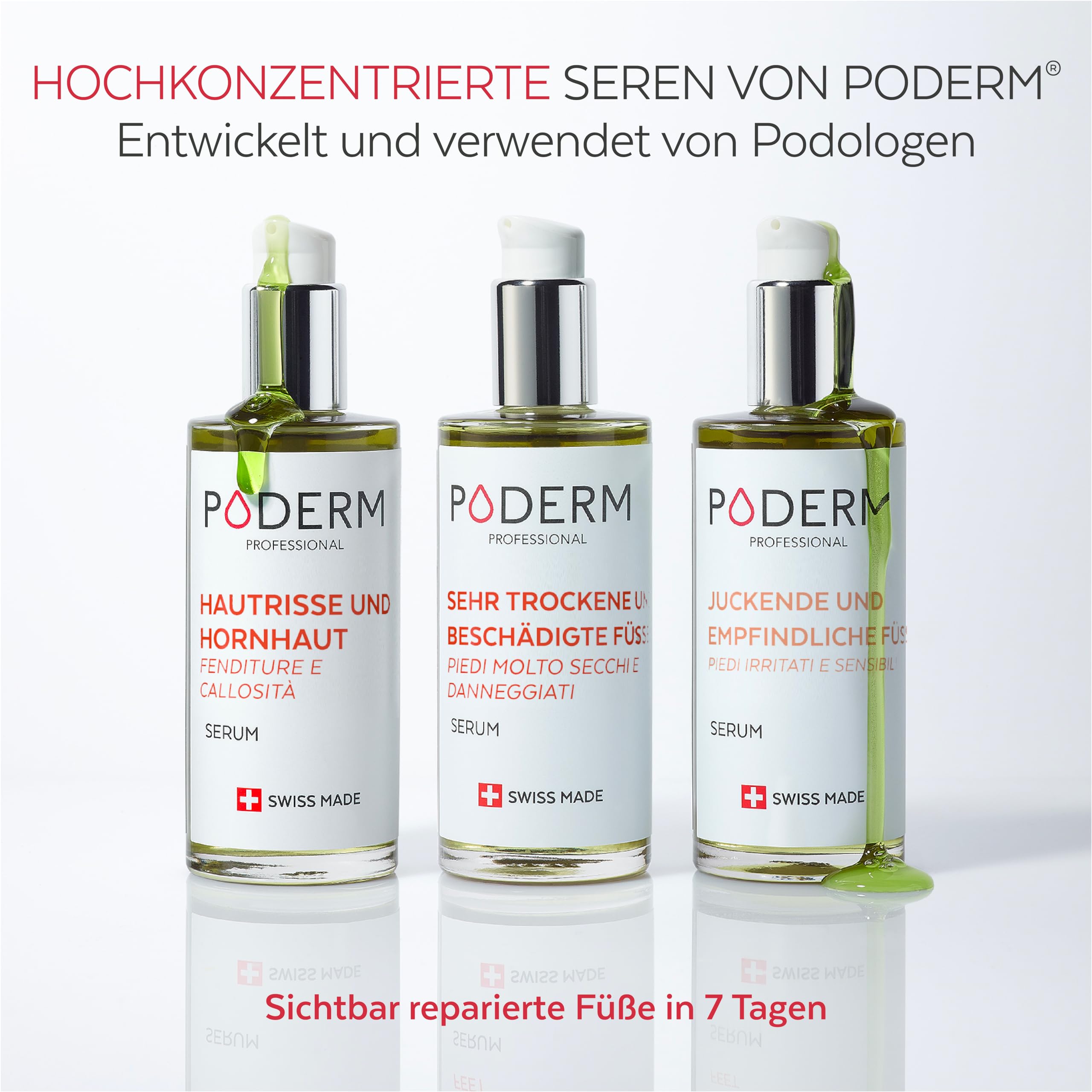 PODERM - SEHR TROCKENE UND BESCHÄDIGTE FÜSSE - Repariert und intensiv pflegt für 24 Stunden - Sichtbar reparierte Füße in 7 Tagen - 100% natürliche Inhaltsstoffe - Fußpflege - Swiss Made
