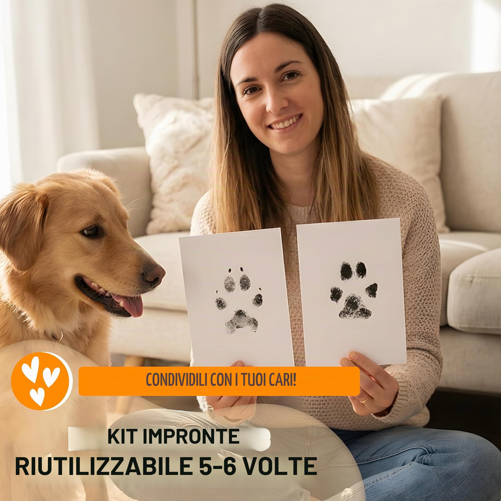 com - Kit per impronte di cane e gatto, per conservare un ricordo, realizzare un tatuaggio o una cornice, Misura grande, Dimensioni: 12,5 x 8 cm