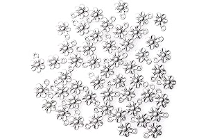 Ruwado Silver Small Metal Flowers Charms for Jewelry Making