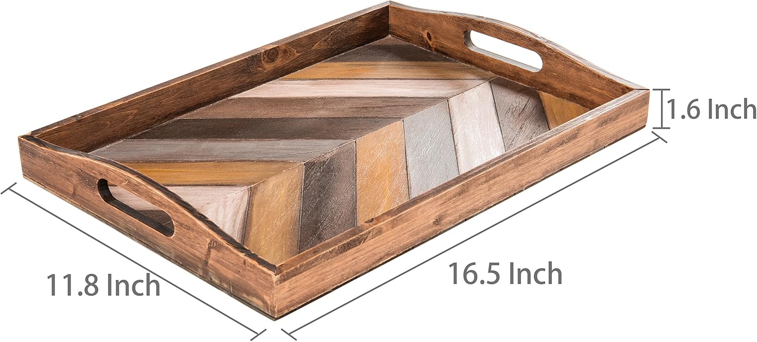Get Discount Offer MyGift Rustic Chevron Stripe Pattern Rectangular Wood Breakfast Serving Tray/Decorative Coffee Table Tray with Cutout Handle - 16 x 12-Inch Flash Sale MyGift Rustic Chevron Stripe Pattern Rectangular Wood Breakfast Serving Tray/Decorative Coffee Table Tray with Cutout Handle - 16 x 12-Inch