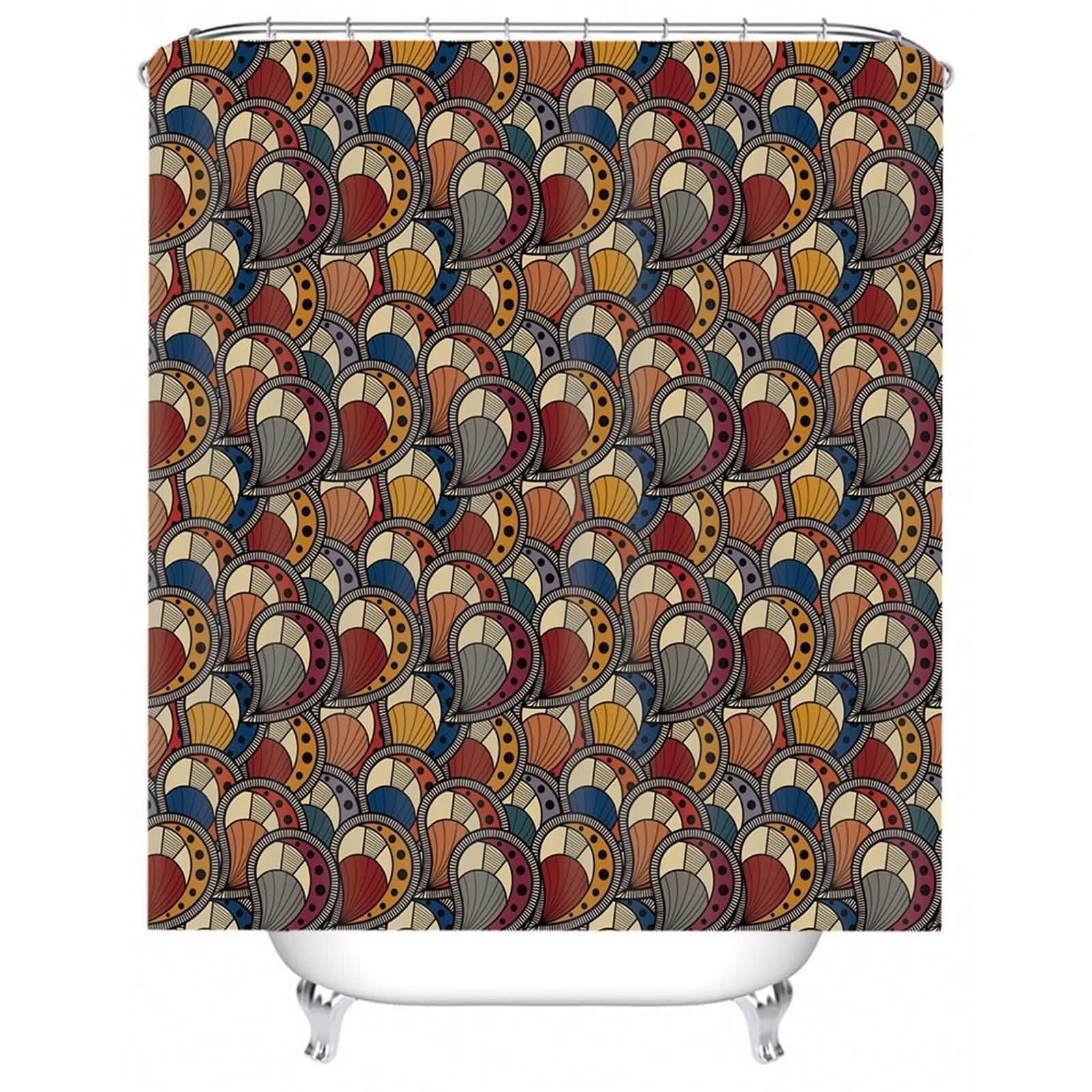 Rideau de douche plumes lavable en tissu polyester pour salle de bain
