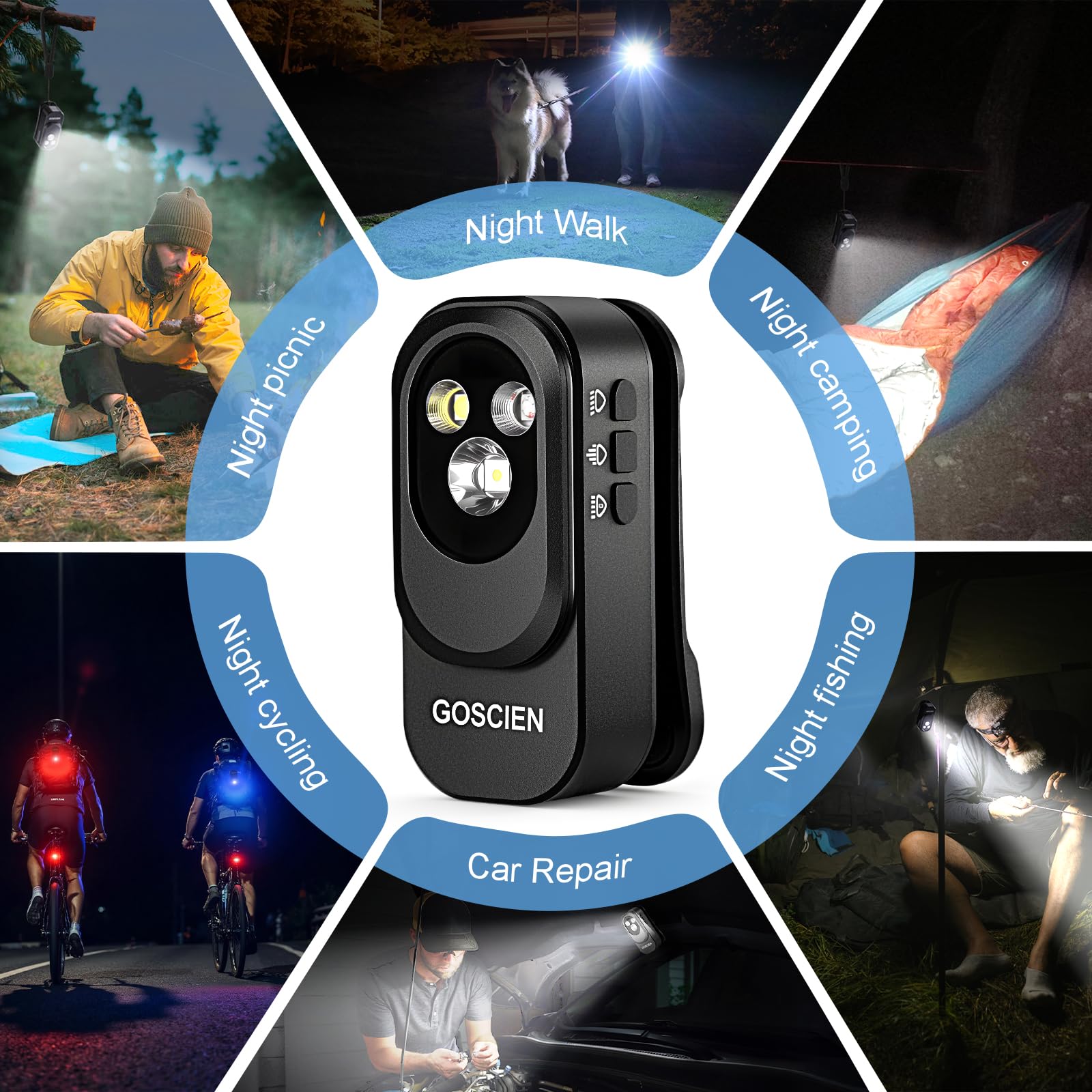 Pro Lampe de poche rechargeable EDC à clip 500 lumens - Étancheité IPX6, 3 modes d’éclairage, recharge USB-C magnétique - Pour cyclisme, urgences, extérieur et plus (Noir)