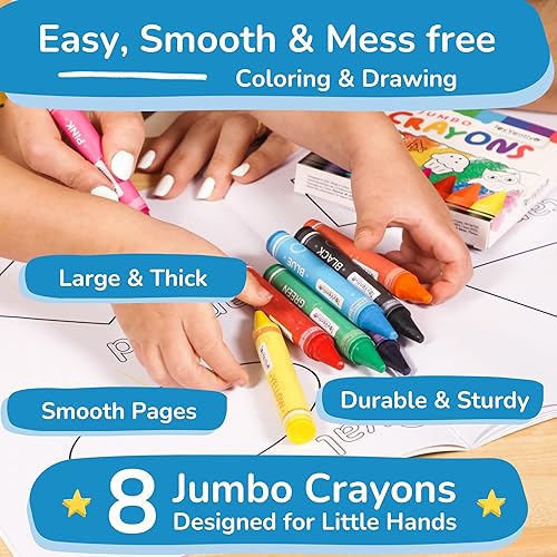 Miniatura 4 de TOYVENTIVE First Coloring Books - Crayones jumbo y bloc de dibujo para niños de 1 a 4 años, libros para colorear para niños de 2 a 4 años, libro de