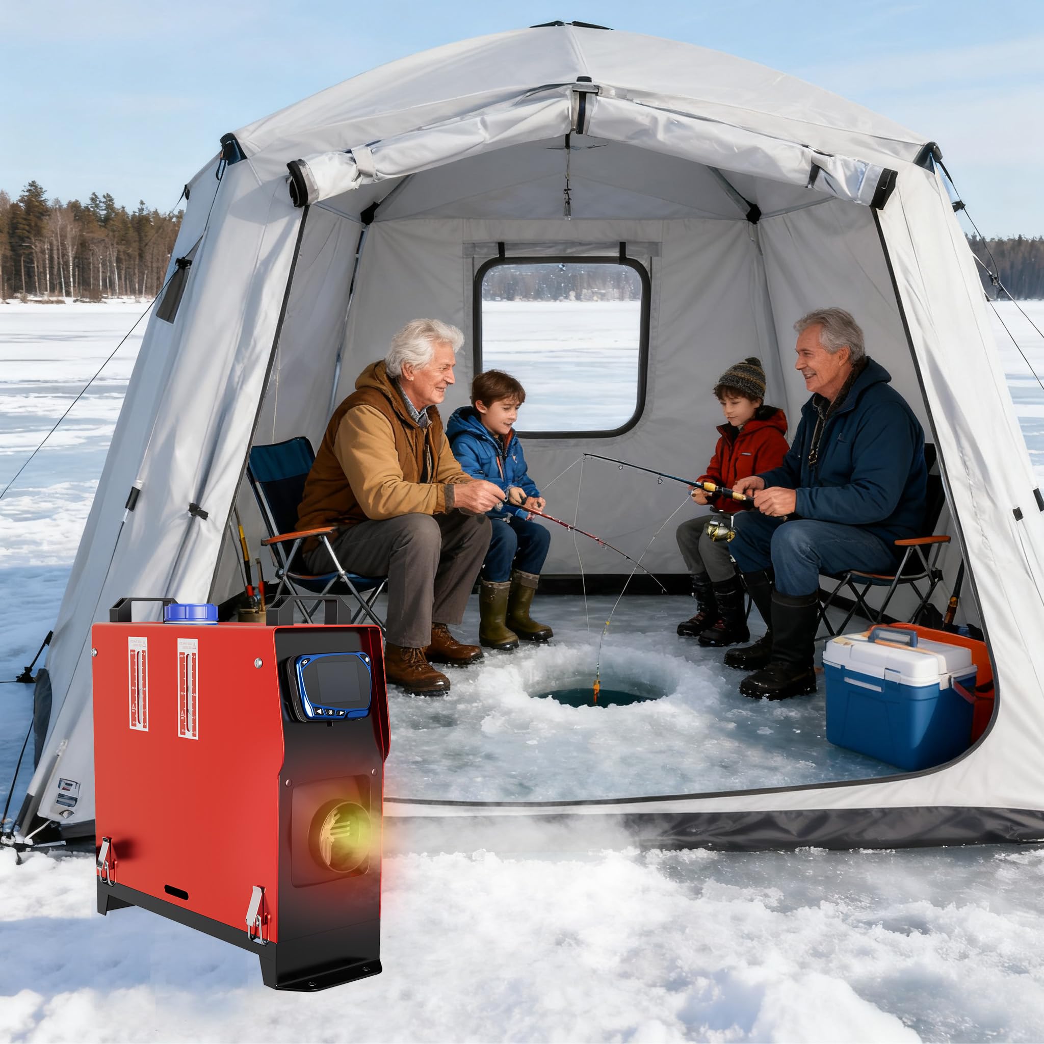 LZQ Ogrzewanie postojowe na olej napędowy, nagrzewnica powietrza All in One, 8 kW, 12 V, ogrzewanie parkingowe z pilotem zdalnego sterowania, monitorem LCD i tłumikiem, do samochodów kempingowych