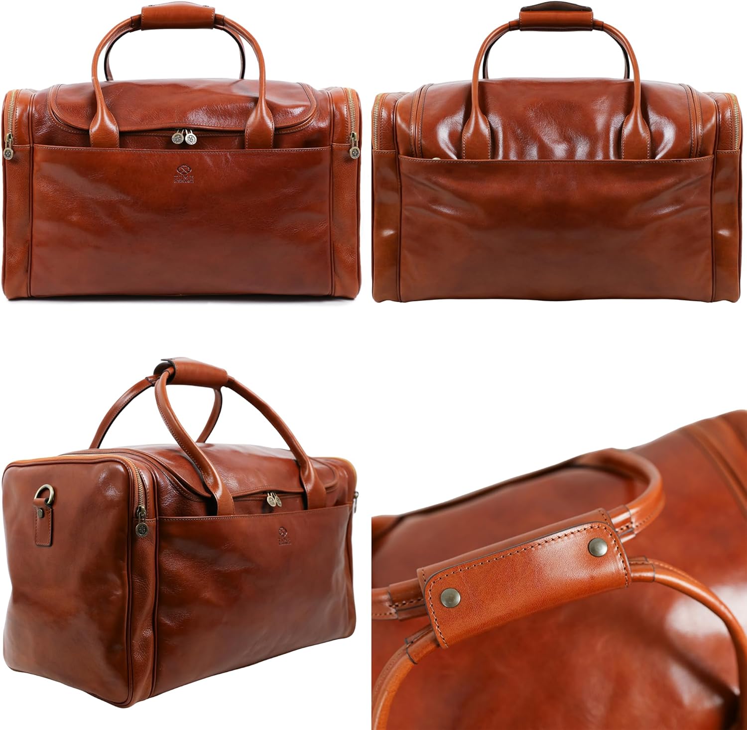 Leather Duffel Bag Weekend Bag Gym Large Travel Bag - Time Resistance - Image 5