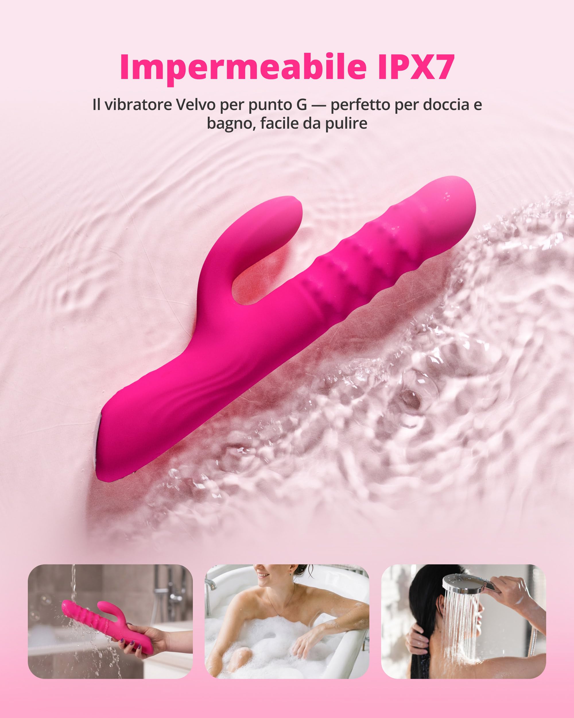 Lovense Velvo Vibratore Rabbit con Perline Rotanti, Potente Vibratore Punto G e Clitoride Sex Toy Donna, Controllo App a Distanza per Coppia, vibratori Doppia Stimolatore Impermeabile Ricaricabile