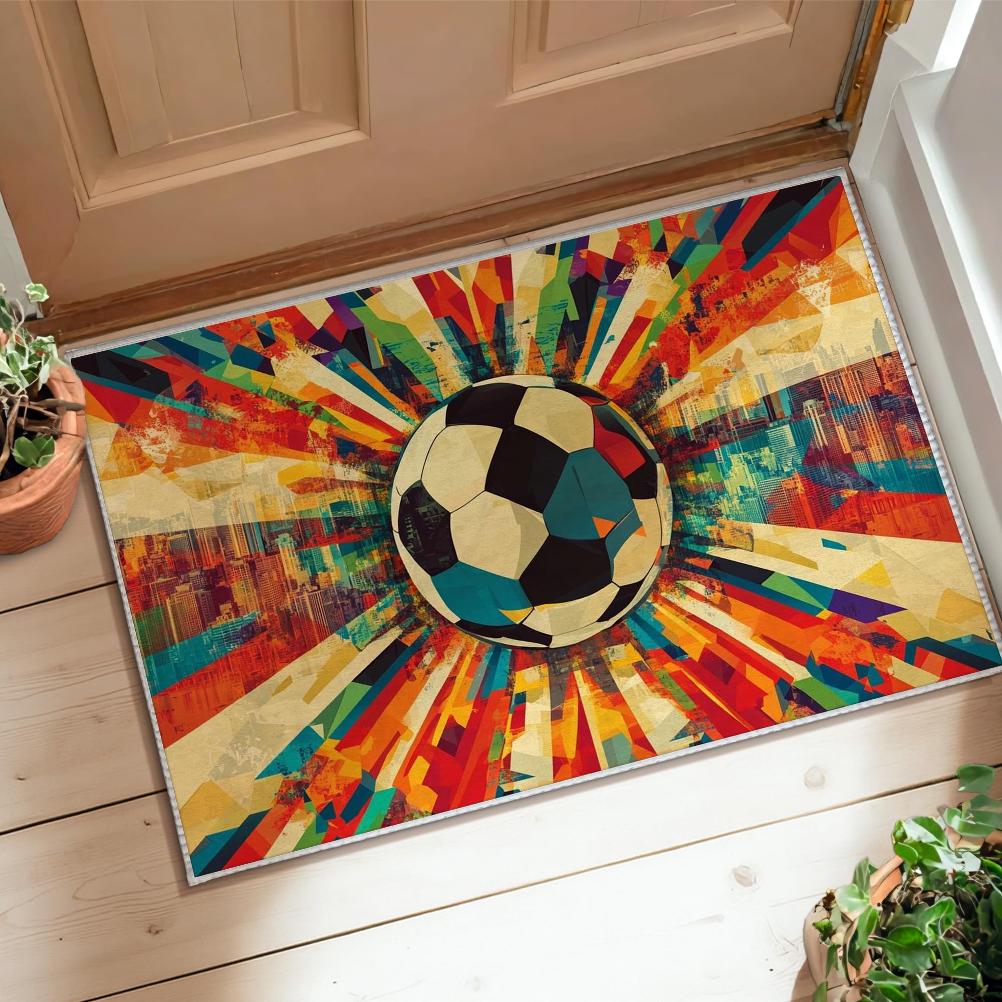 Tapis de football antidérapant et absorbant pour salle de bain et entrée