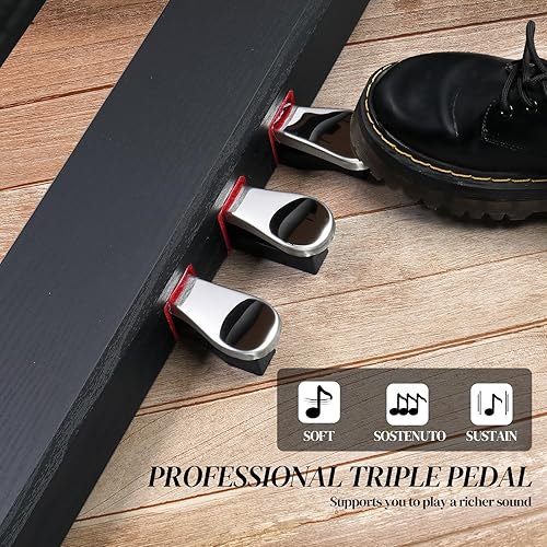 Miniatura 5 de Ktaxon Piano digital de acción ponderada de 88 teclas con unidad de 3 pedales, doble Bluetooth, funciones de control de divisióntáctiltransposición