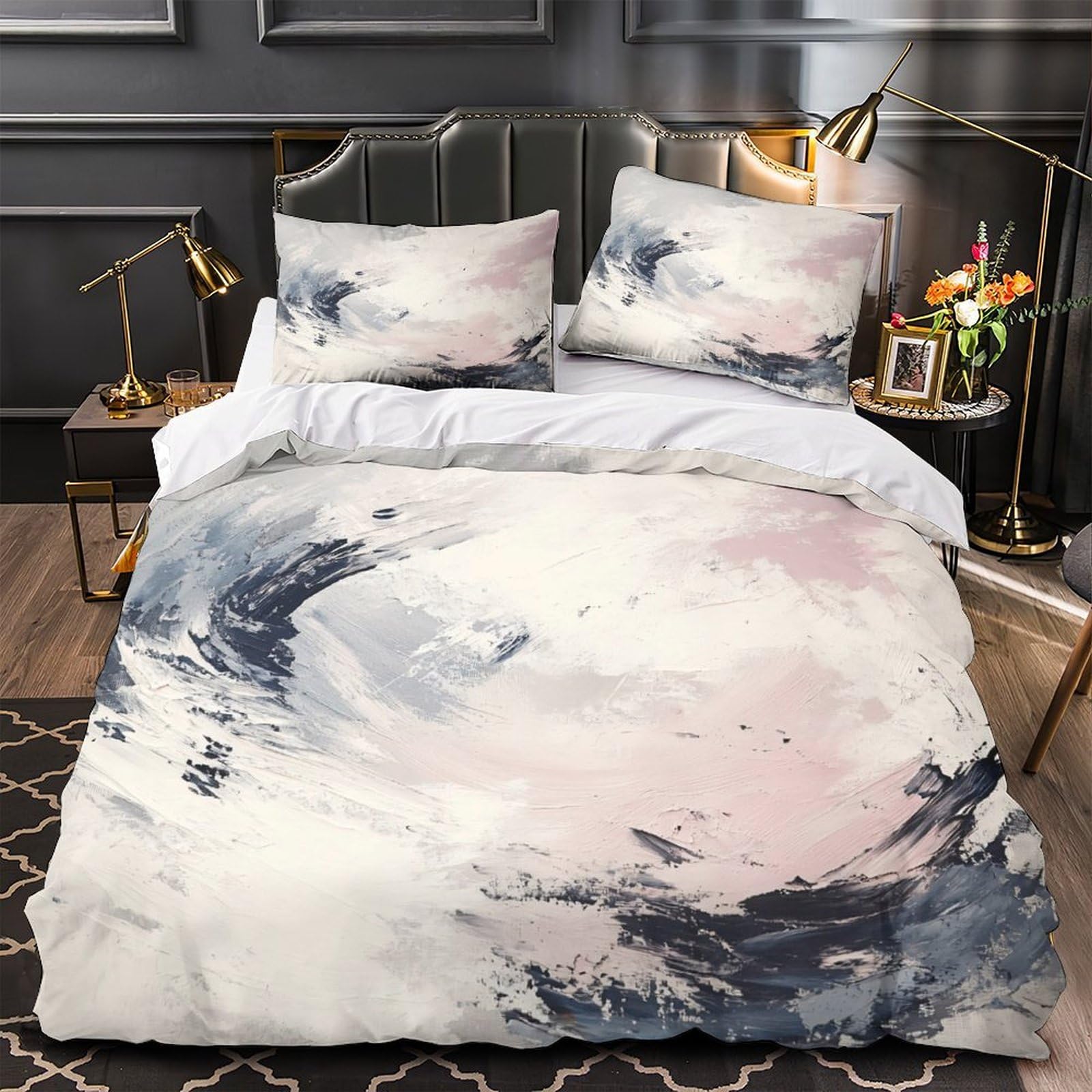 Housse de Couette Art Abstrait pour Chambre d'Ado Fille Confortable et Design