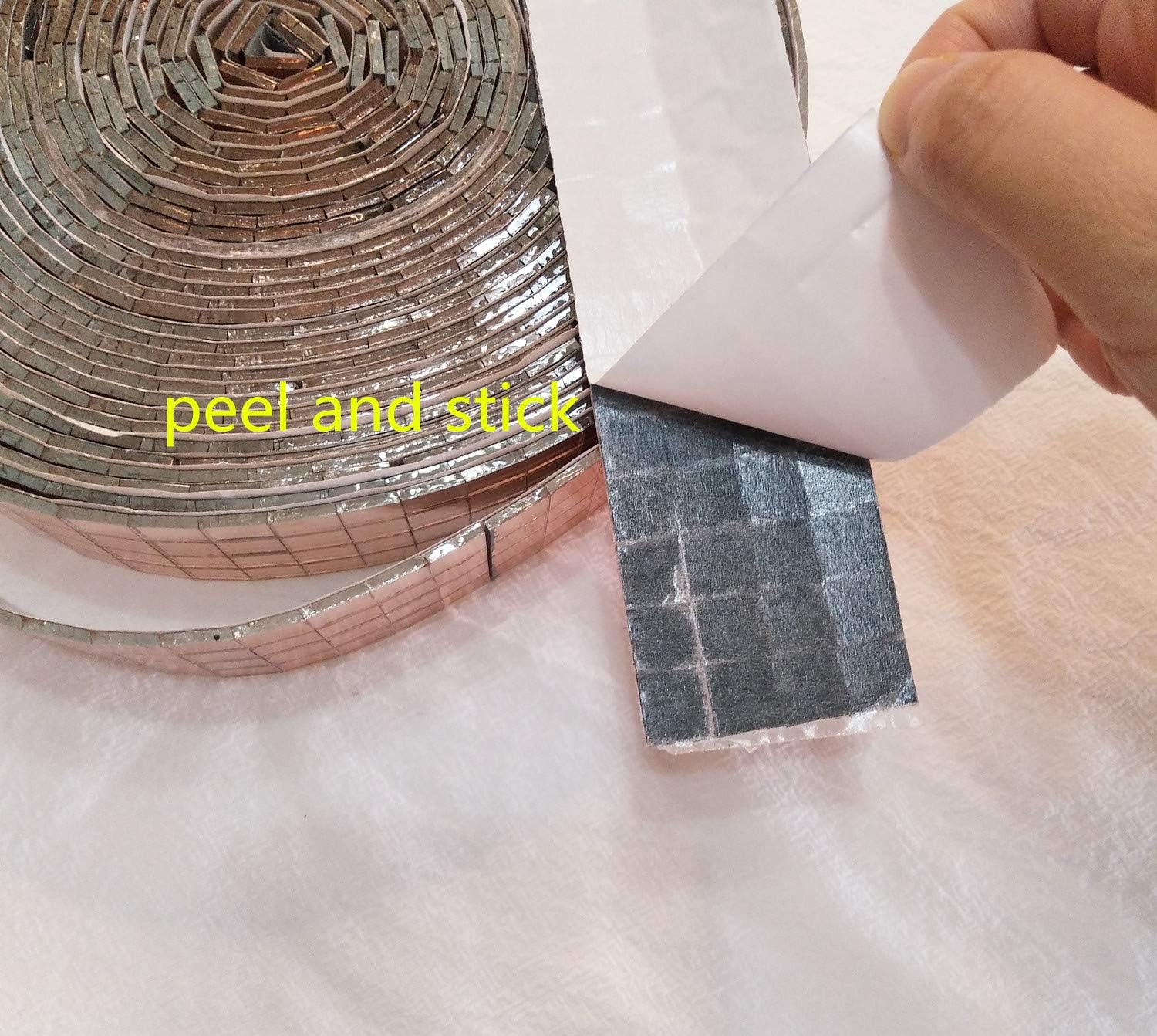 YONGPAN Self-Adhesive Mini Square Glass,1000pieces Rose Gold Square Mirrors Mosaic Tiles Real Glass Mirror 10x10mm Each (2.5M Length)