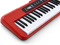 Teclado Musical Estudante Vermelho Kobe KB-300 5/8 61 Teclas Sensíveis ao Toque com Pedal Sustain