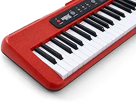 Teclado Musical Estudante Vermelho Kobe KB-300 5/8 61 Teclas Sensíveis ao Toque com Pedal Sustain
