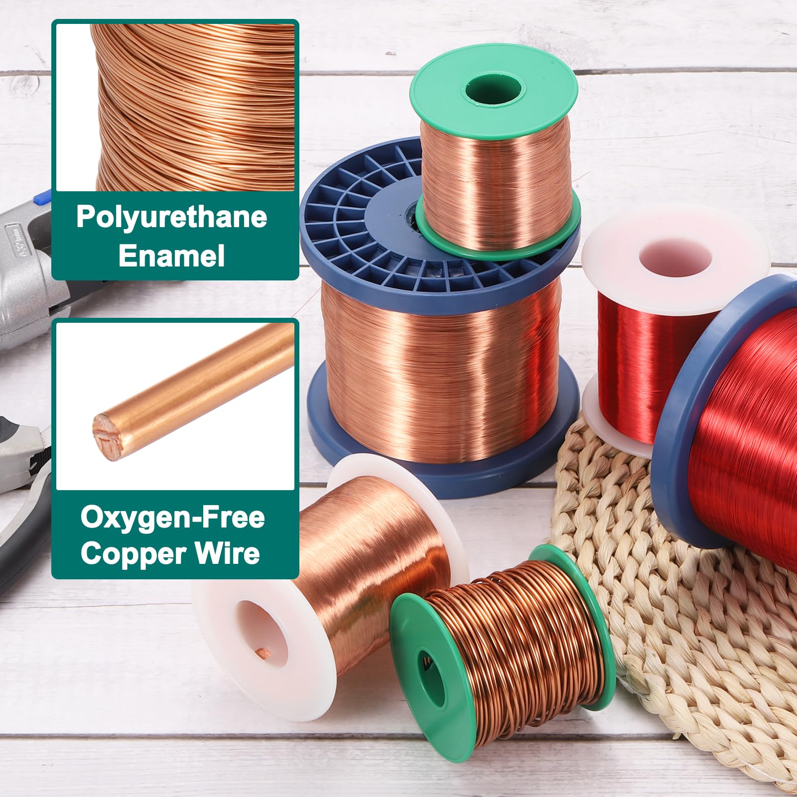 QUARKZMAN Alambre Esmaltado 20 AWG, Cable de Cobre Bobina Magnética Grado F 155°C