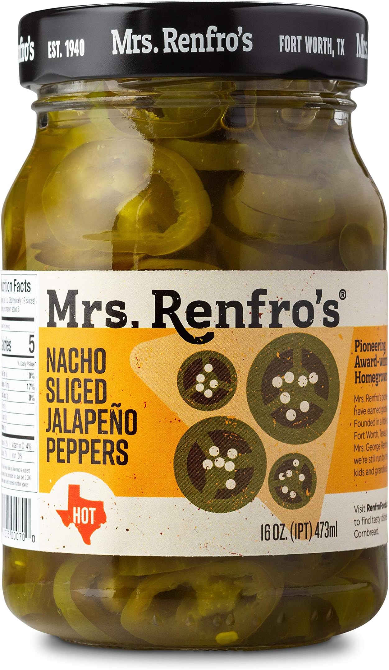 Mrs. Renfro’s Nacho Sliced Jalapeño Peppers – Crisp (16-oz. jars, 4-pack)